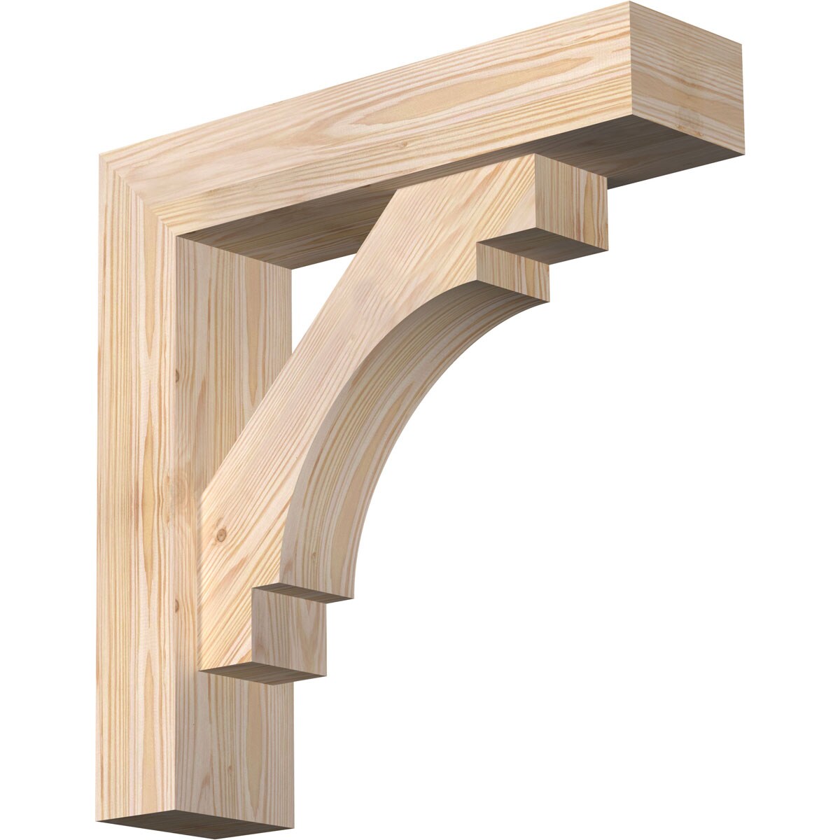 Ekena Millwork 1463341 Merced block smooth bracket with offset brace 5-1/2-in x 22-in x 22-in Douglas fir Brown Wood Standard bracket