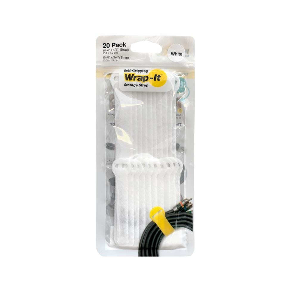 Wrap-It 420-48WH 8-in White Hook and Loop Fastener (20-Pack)