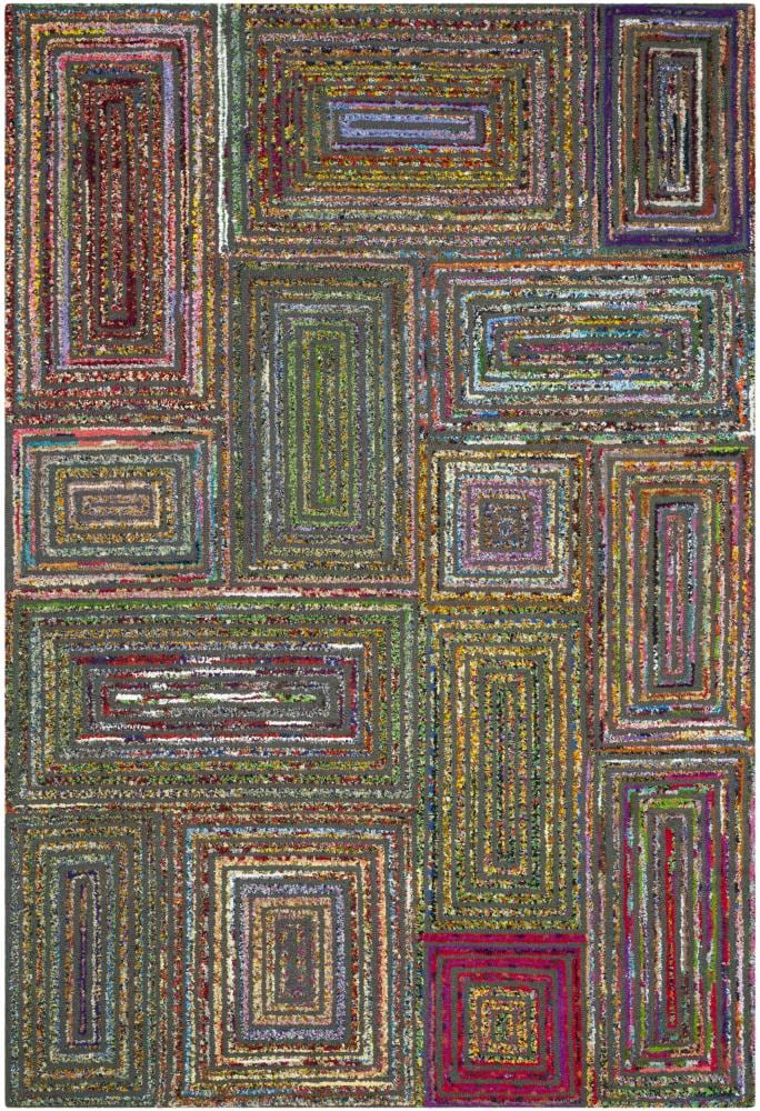 Handmade Multicolor Wool and Cotton 6' x 9' Rectangular Area Rug