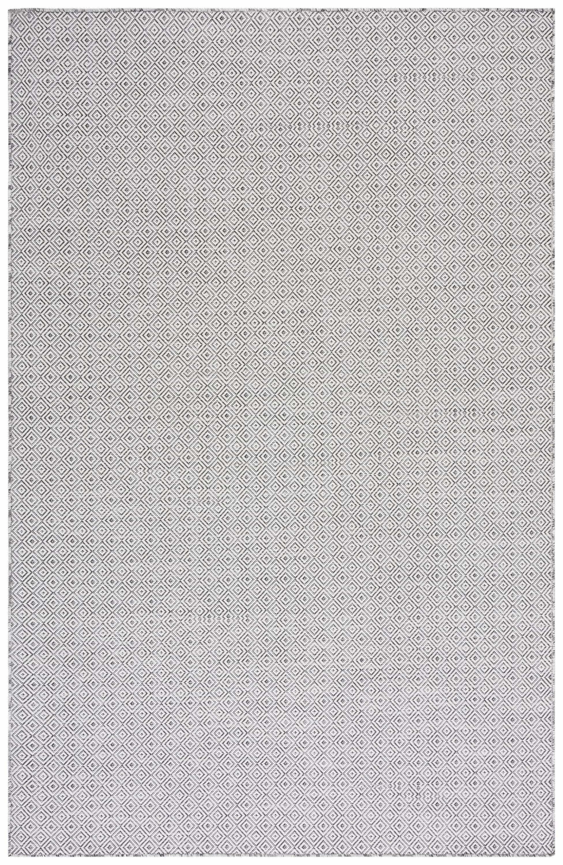 Ivory and Black Rectangular 8' x 10' Wool Synthetic Rug
