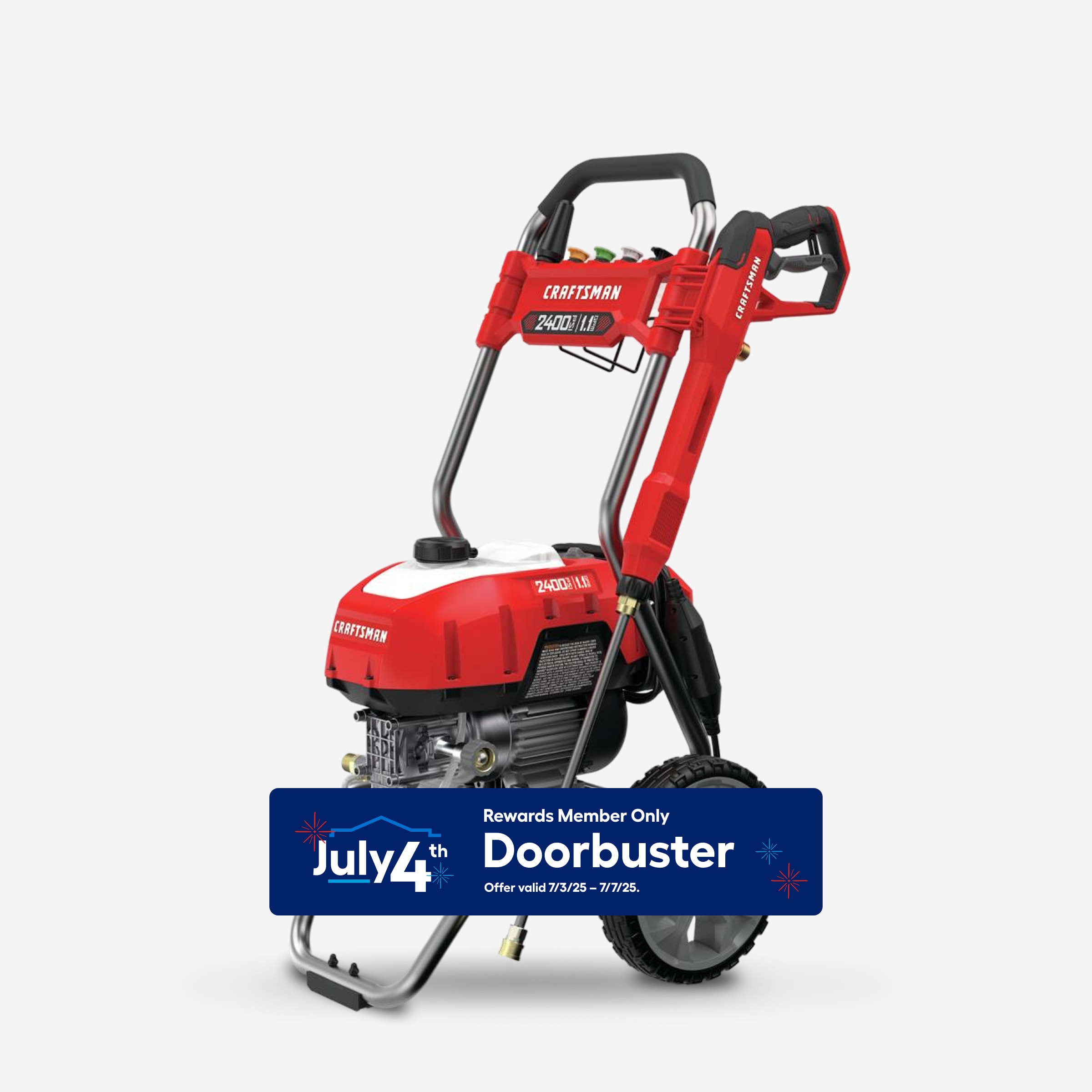 CRAFTSMAN CMEPW2400 2400-PSI 1.1-GPM Cold Water Electric Pressure washer with 5 Spray Tips