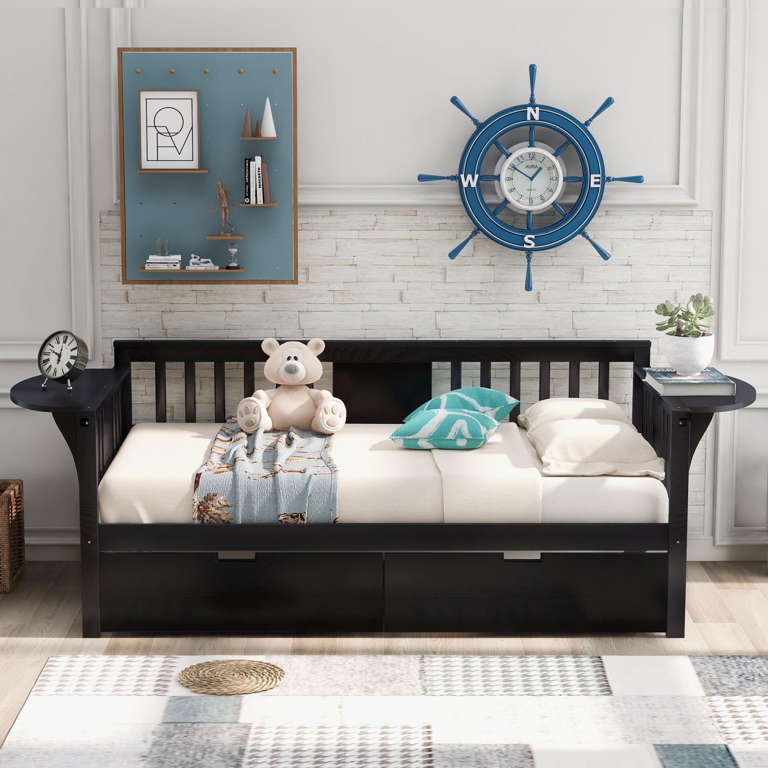 JASMODER LP000509AAP Espresso Twin Composite Platform Bed
