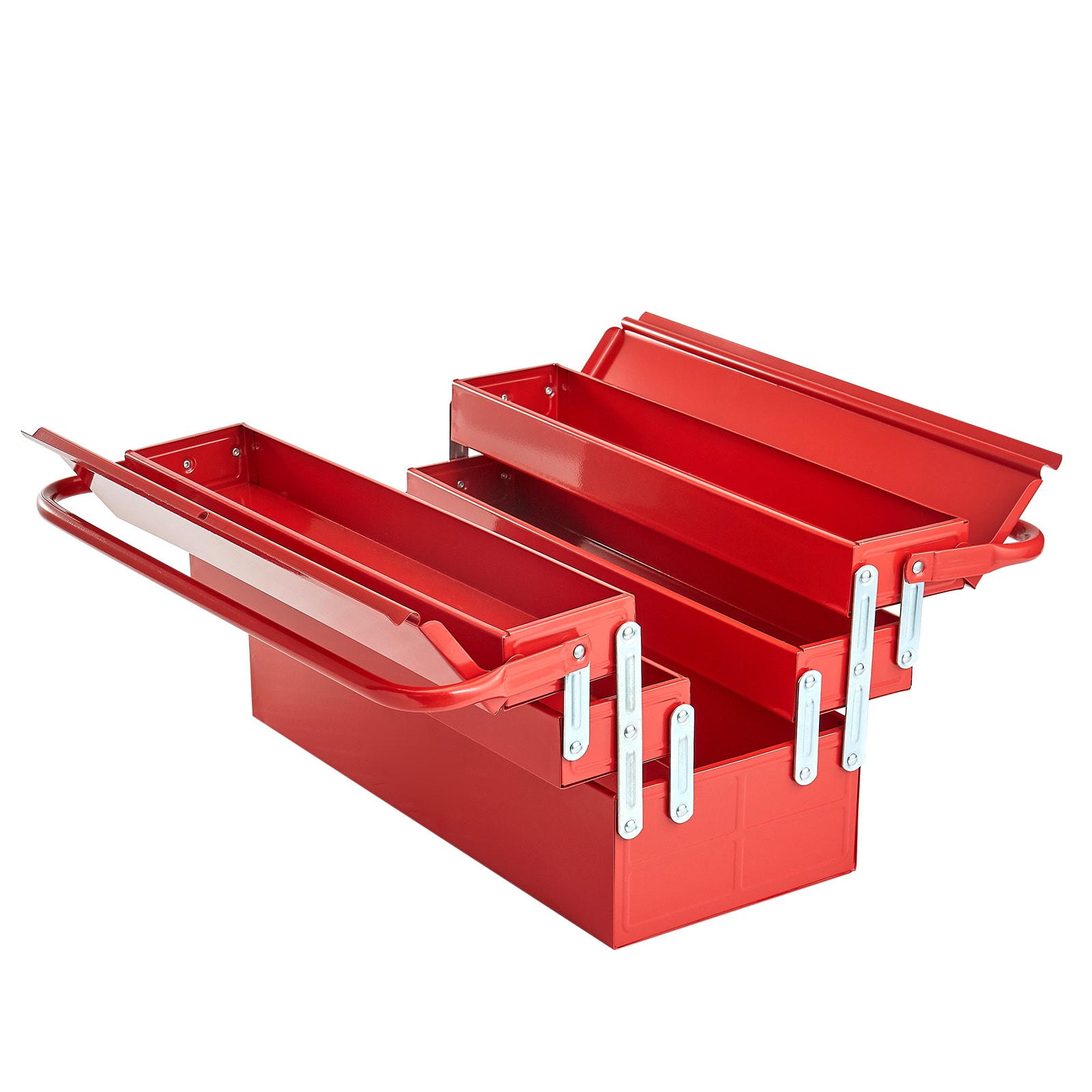 GIVIMO 18-in Cantilever Metal Tool Box 3-Tier 5-Tray Red Folding Tool Chest with Lock Hole Powder-Coated Steel for Household Factory Warehouse Repair #LW108GIVSS1642