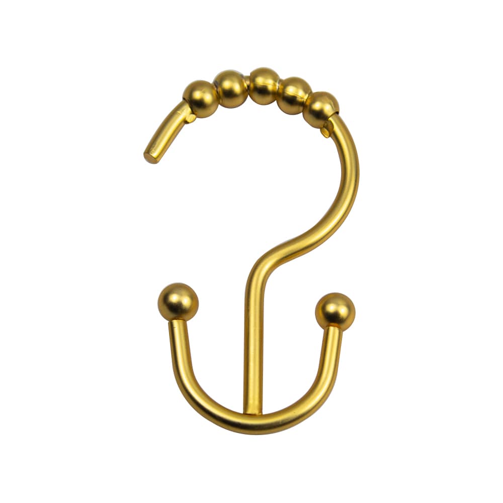 allen + roth Brushed Gold Stainless Steel Double Shower Curtain Hooks  (12-Pack) in the Shower Rings & Hooks department at