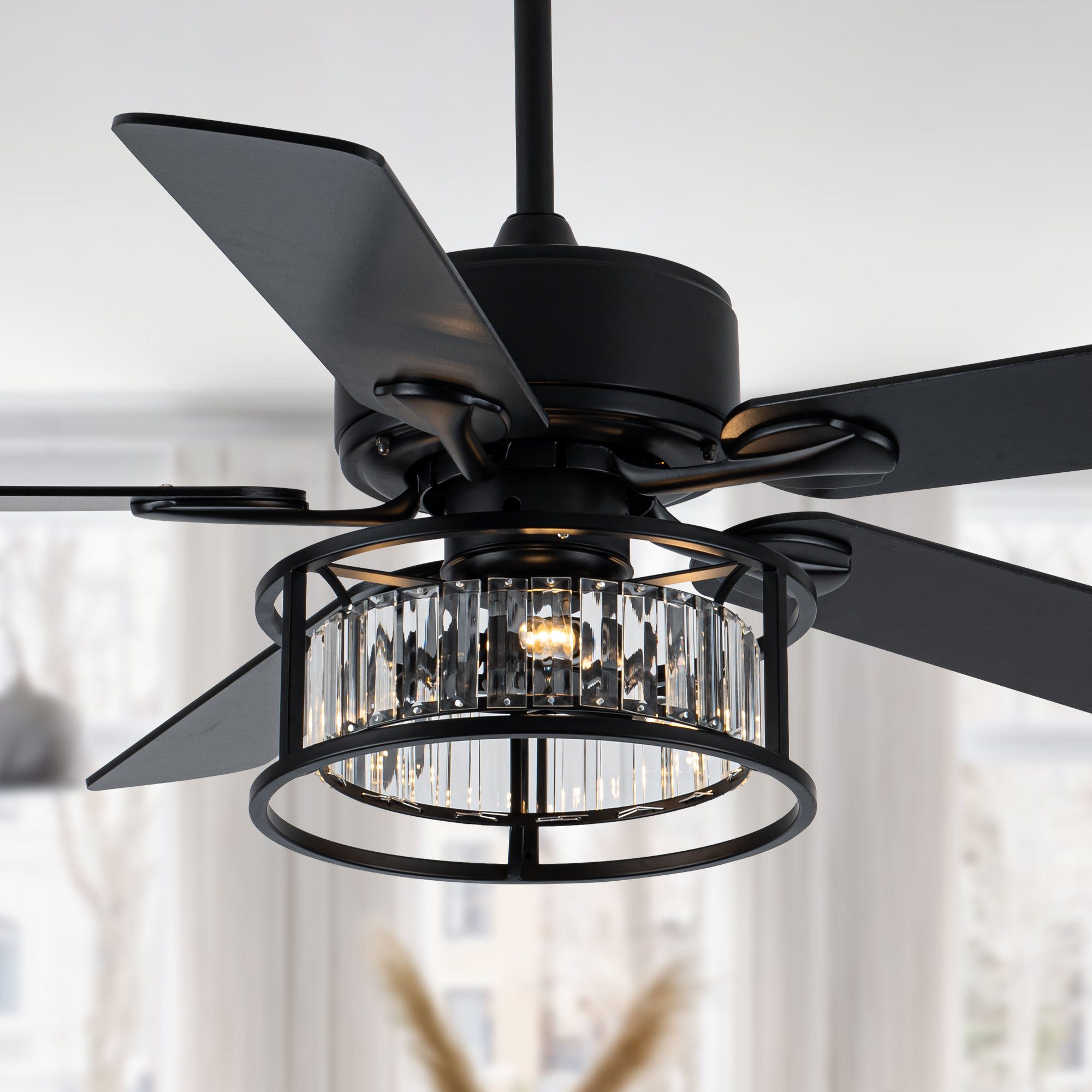 Oaks Decor DC5201 Orwell 52-in Color-Changing Integrated LED Black with Black Blades Ceiling Fan With Light - Remote Included ( 5 -Blade )
