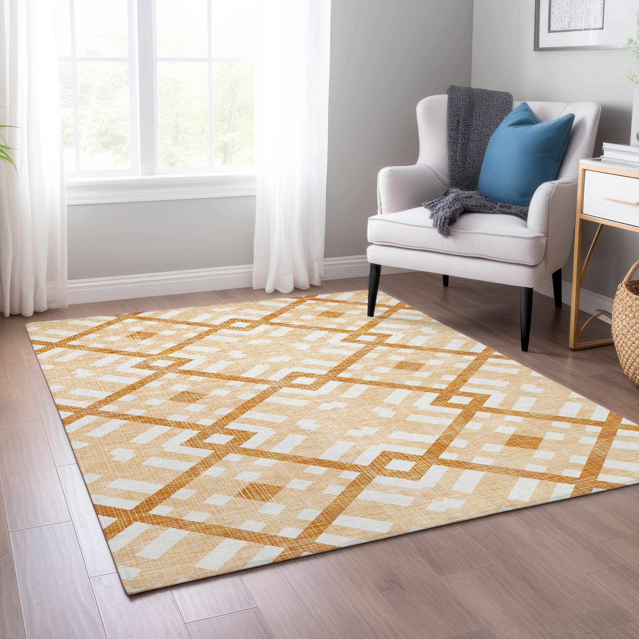 Addison Rugs ACN616PH30X46 Chantille ACN616PH 2 x 3 (ft) Polyester Peach Rectangular Indoor/Outdoor Abstract Machine washable Area rug