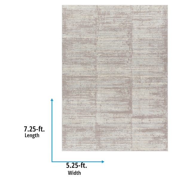 allen + roth Washable Linear Lassen 5 X 8 (ft) Tan Indoor Abstract ...