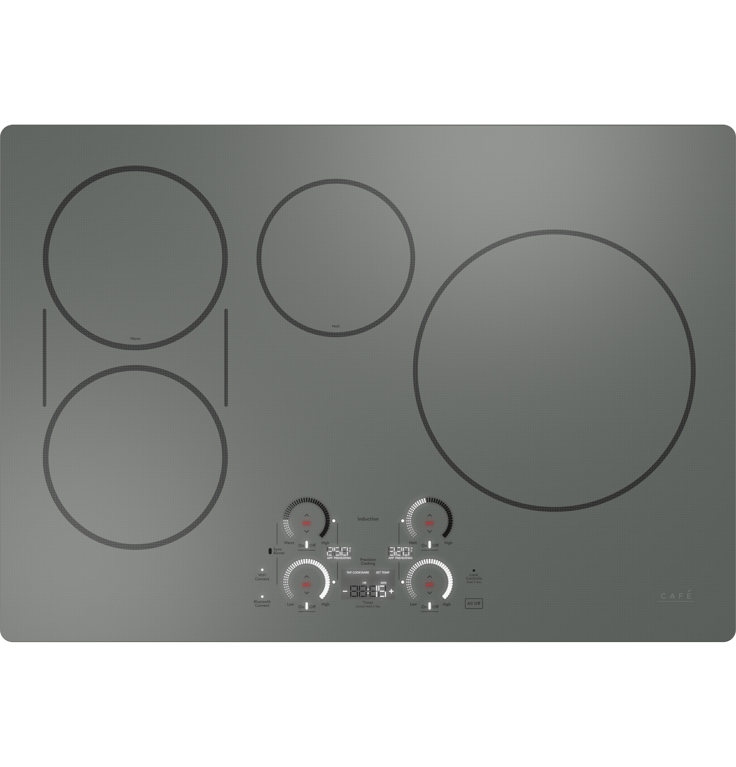 Cafe 30-in 4 Burners Stainless Steel Smart Induction Cooktop in 