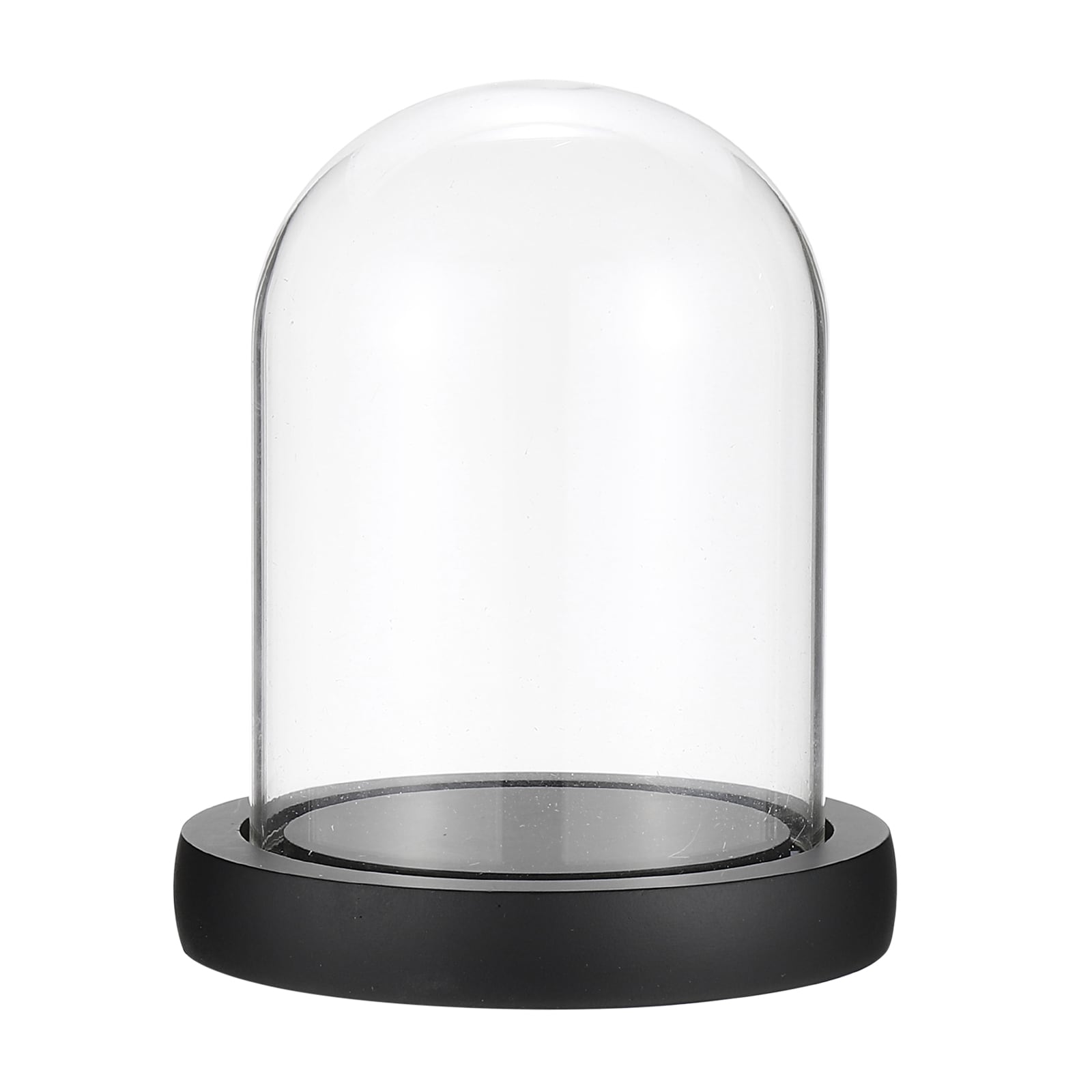 PATIKIL 3.3Inchx5.3Inch Glass Display Dome Cloche Decorative Display Bell Jar with LED Light Base for Plants Collectible Figure Candles Medals Black