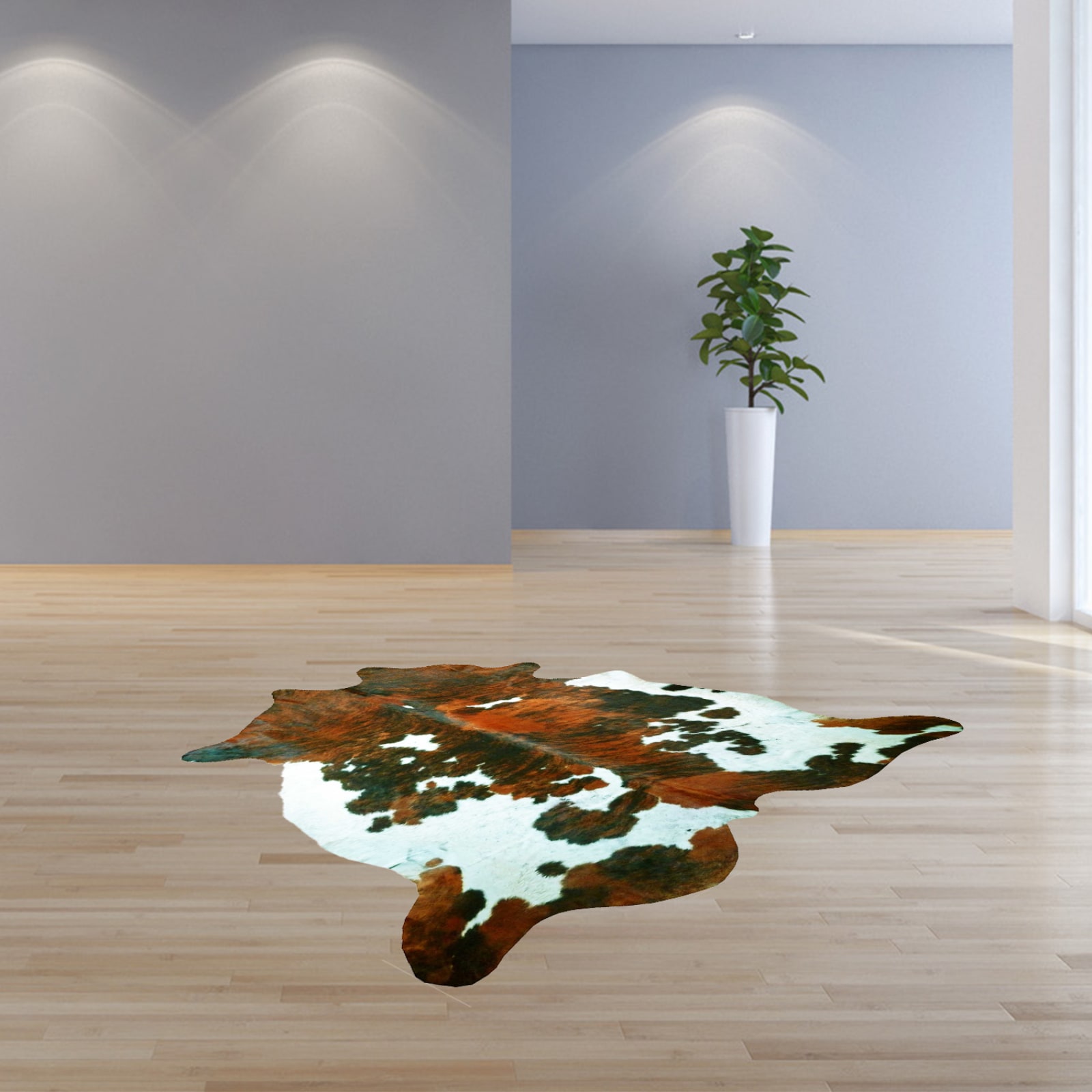 HomeRoots 334423 Dahlia 6 X 7 (ft) Rag Cowhide Multicolor Irregular Indoor Animal Print Area Rug