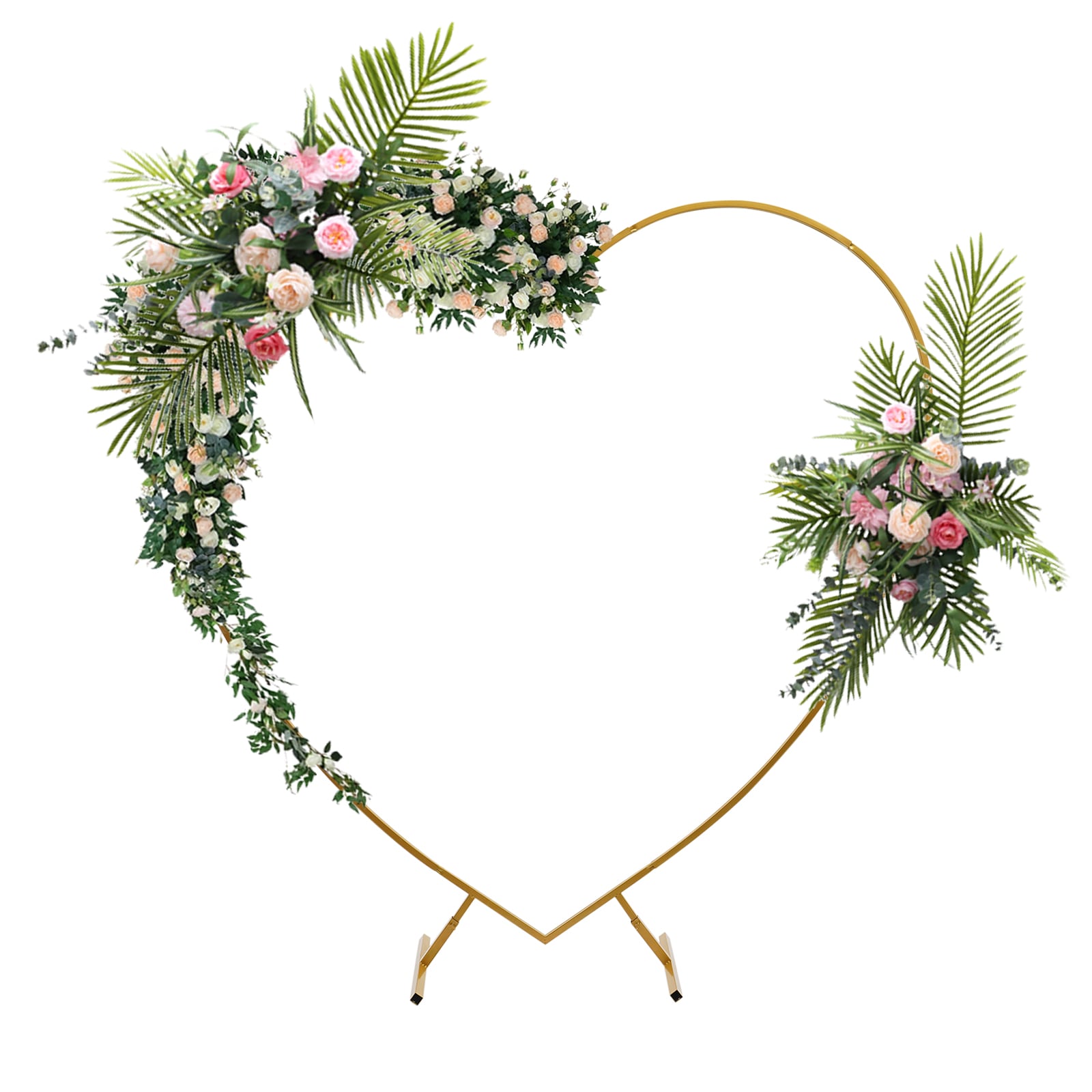 CNCEST YLJHKT2OWDZJ8 6.56-ft W x 6.89-ft H Arched Gold Heart Design for Wedding Party Steel Garden Arbor