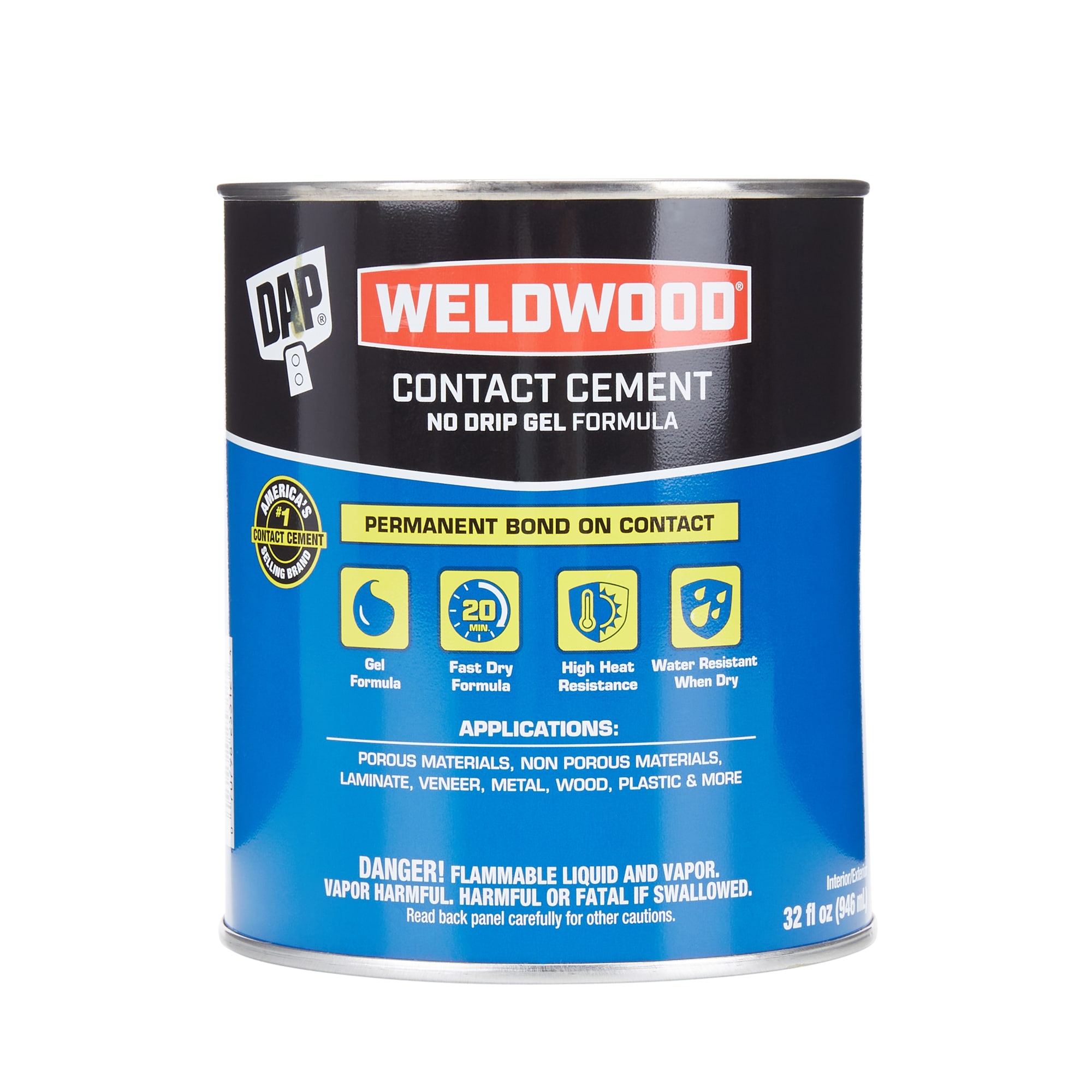 928558-6 DAP Contact Cement: Weldwood Landau Top and Trim, Gen Purpose, 1  gal, Can, Tan, Water-Resistant