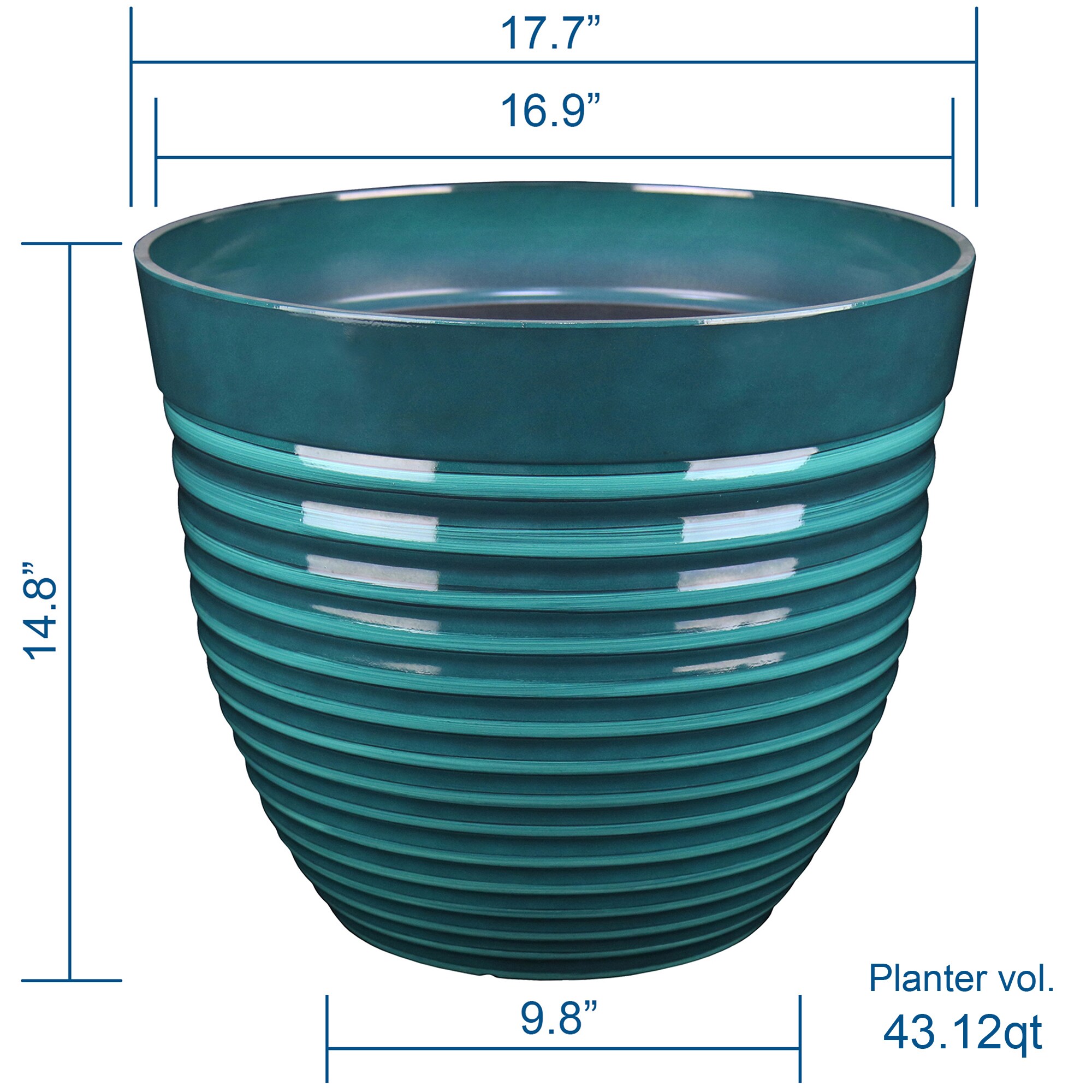 allen + roth 16.84-in W X 14.66-in H Teal Resin Planter at Lowes.com