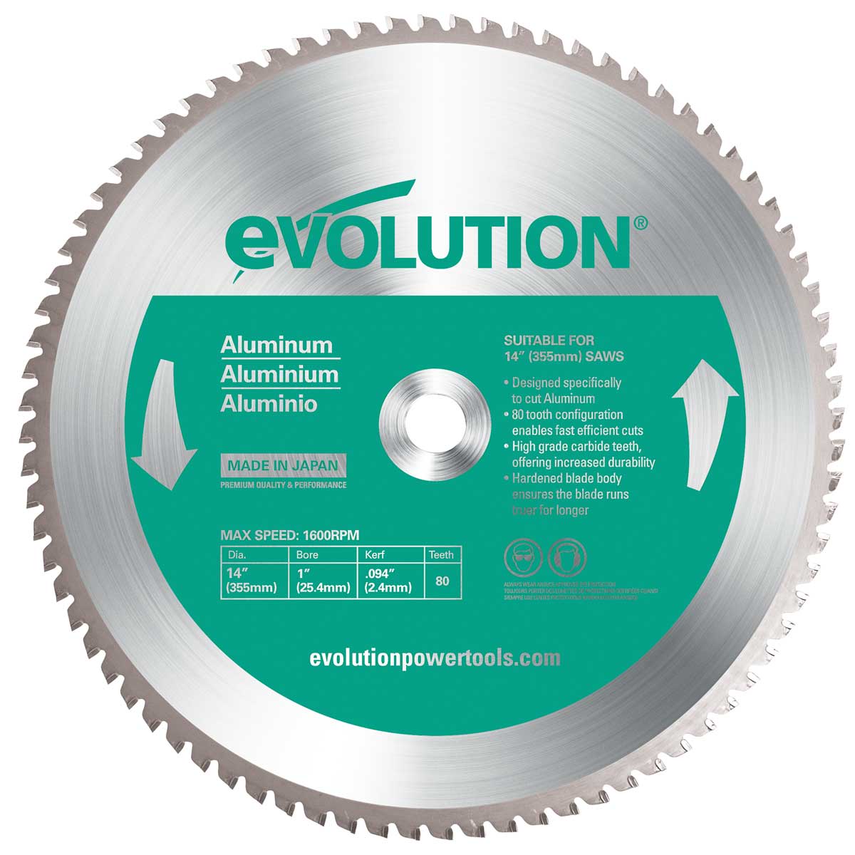 Evolution 14-in 80-Tooth Tungsten Carbide-tipped Steel Chop Saw Blade in  the Circular Saw Blades department at