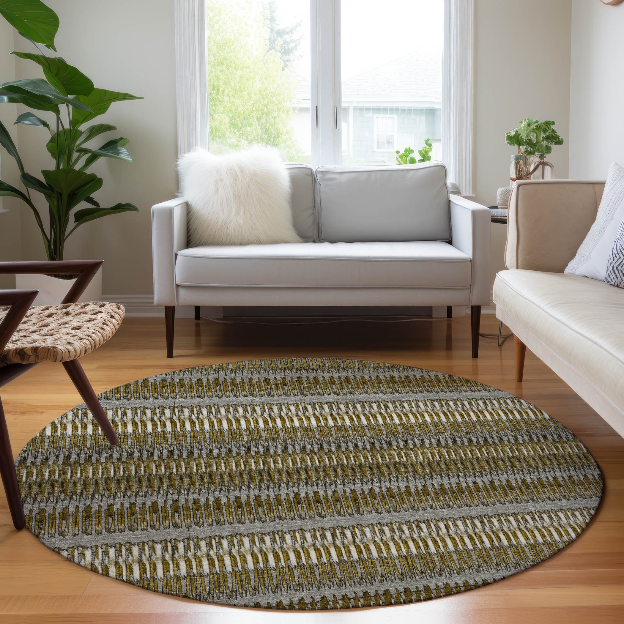 Addison Rugs ACN589CF8RO Chantille ACN589CF 8 x 8 (ft) Polyester Coffee Round Indoor/Outdoor Abstract Machine washable Area rug