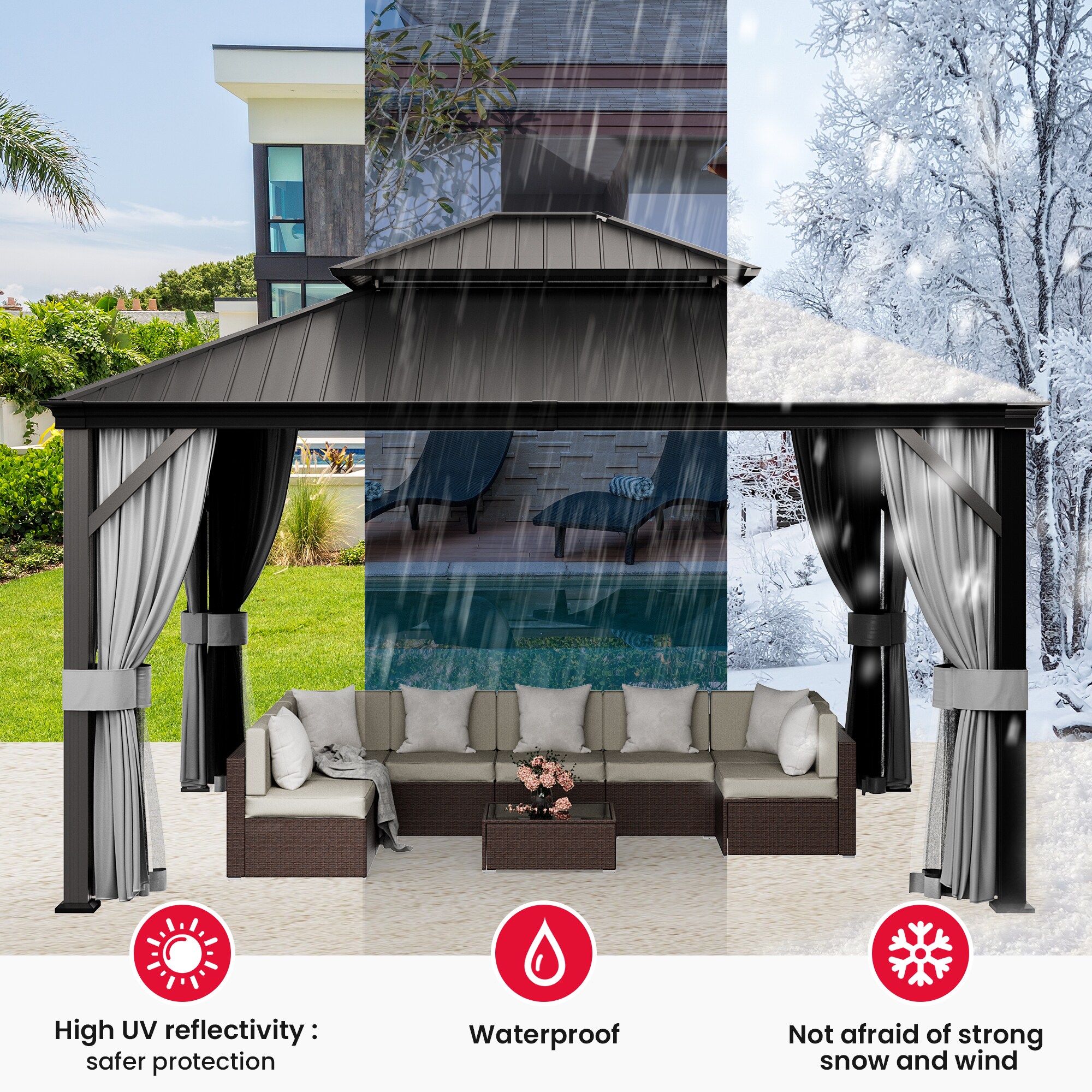 PamaPic ZP-YY-H-1214-WL1 Wood-Resin-Gazebos - View #4