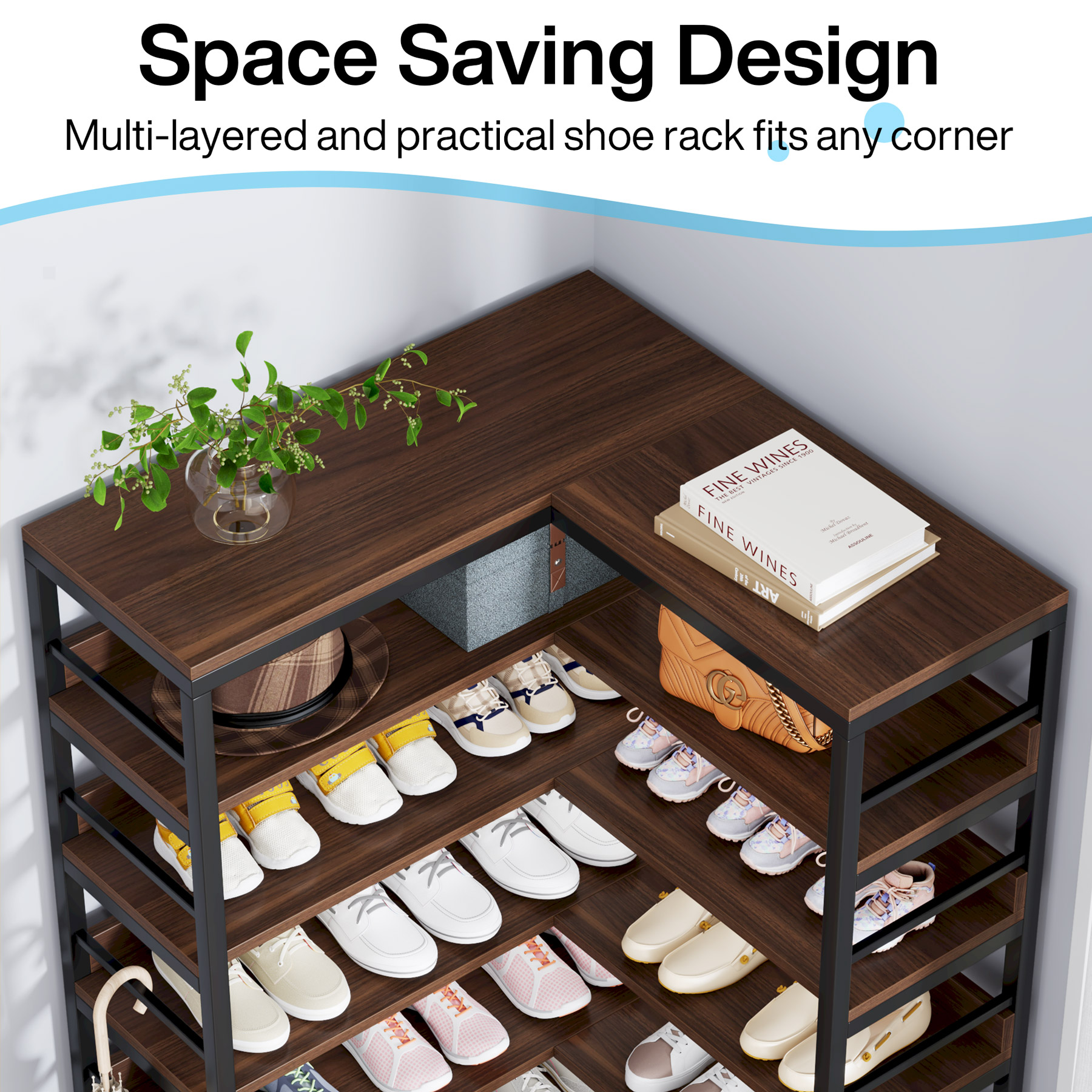 Tribesigns 78.74-in H 8 Tier 36 Pair Mdf Shoe Rack HOGA