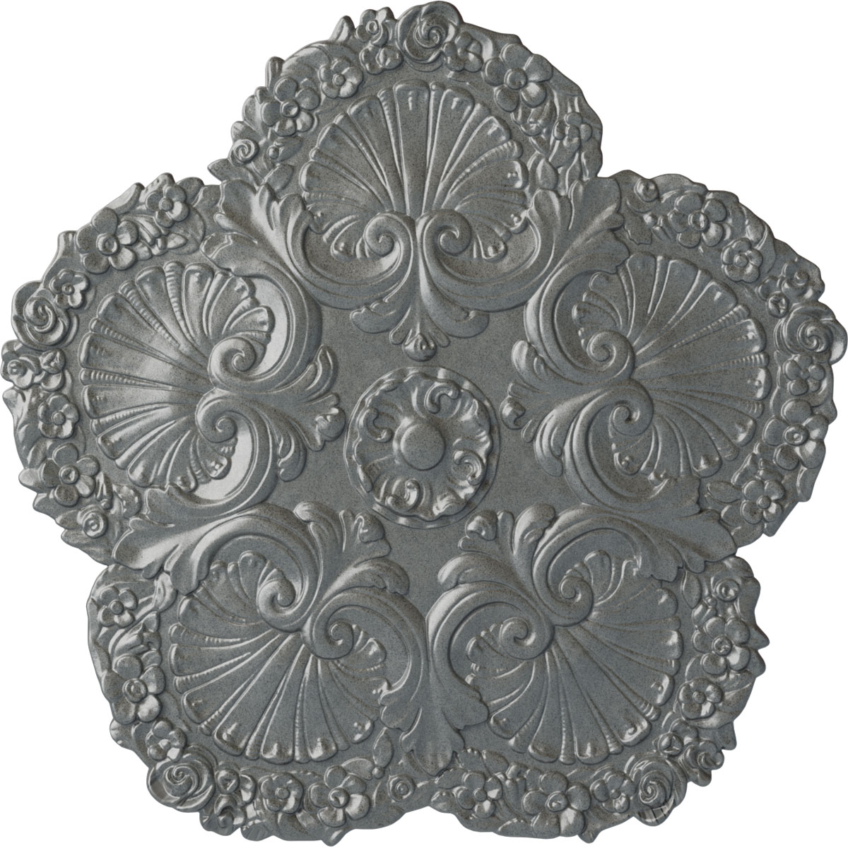 Ekena Millwork CM25SHPLS Shell 25.625-in W x 25.625-in L Painted Platinum Polyurethane Whole Ceiling Medallion