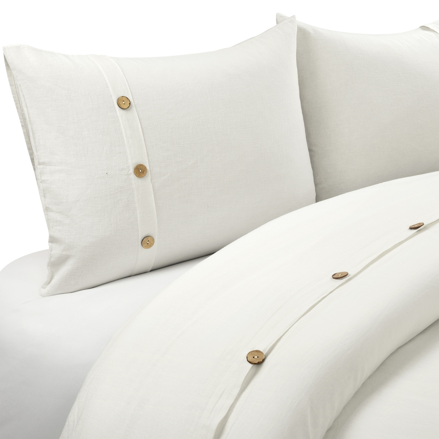 Off-White Belgian Flax Linen Cotton Blend King/California King Duvet Cover Set