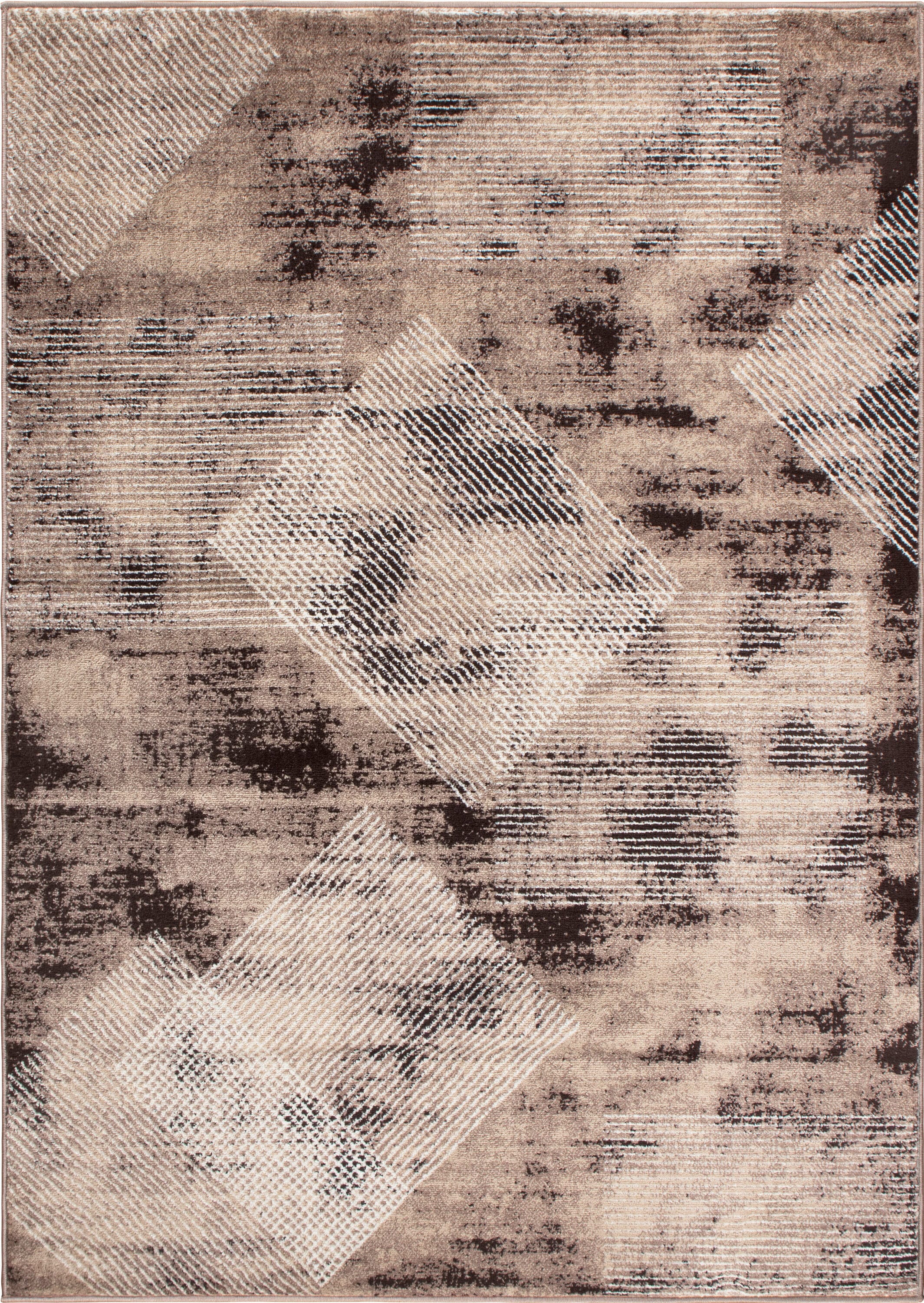 World Rug Gallery 387BROWN5X7 5 x 7 (ft) Loomed Polypropylene Brown Rectangular Indoor Geometric Area rug