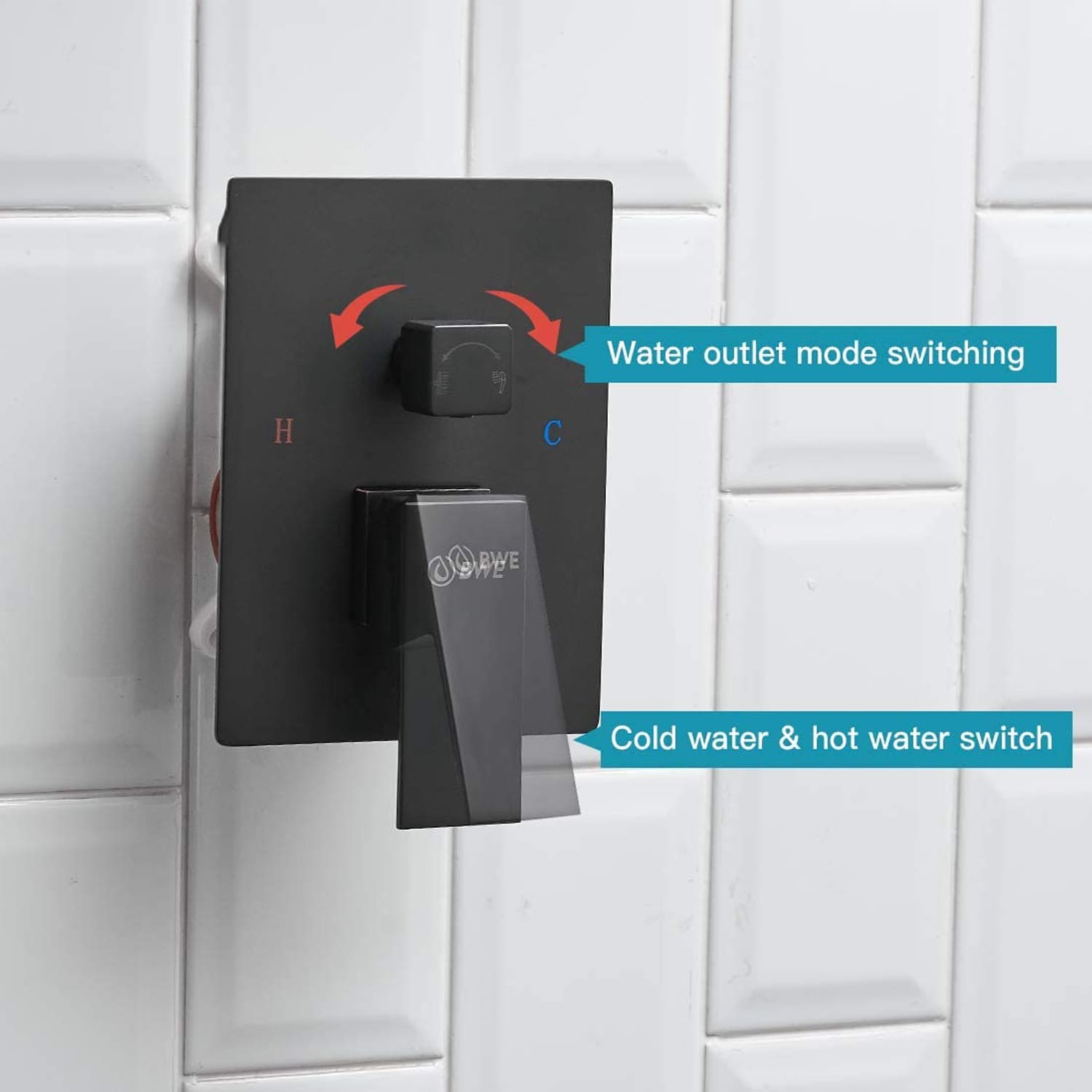 BWE A95010 Shower Faucet Matte Black 1handle Multifunction Square