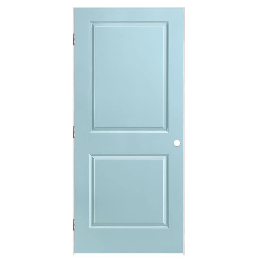Masonite 1316096 36-in x 80-in Sea Mist Solid core 2-panel square Right hand Smooth Prefinished Molded composite Flat Jamb Single Prehung Interior Door