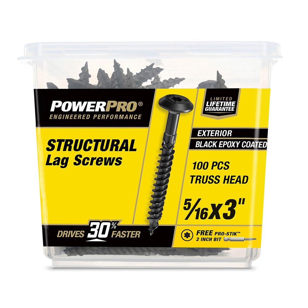 Power Pro 5/16-in x 3-in Epoxy Exterior Structural wood screws 100 -Per Box
