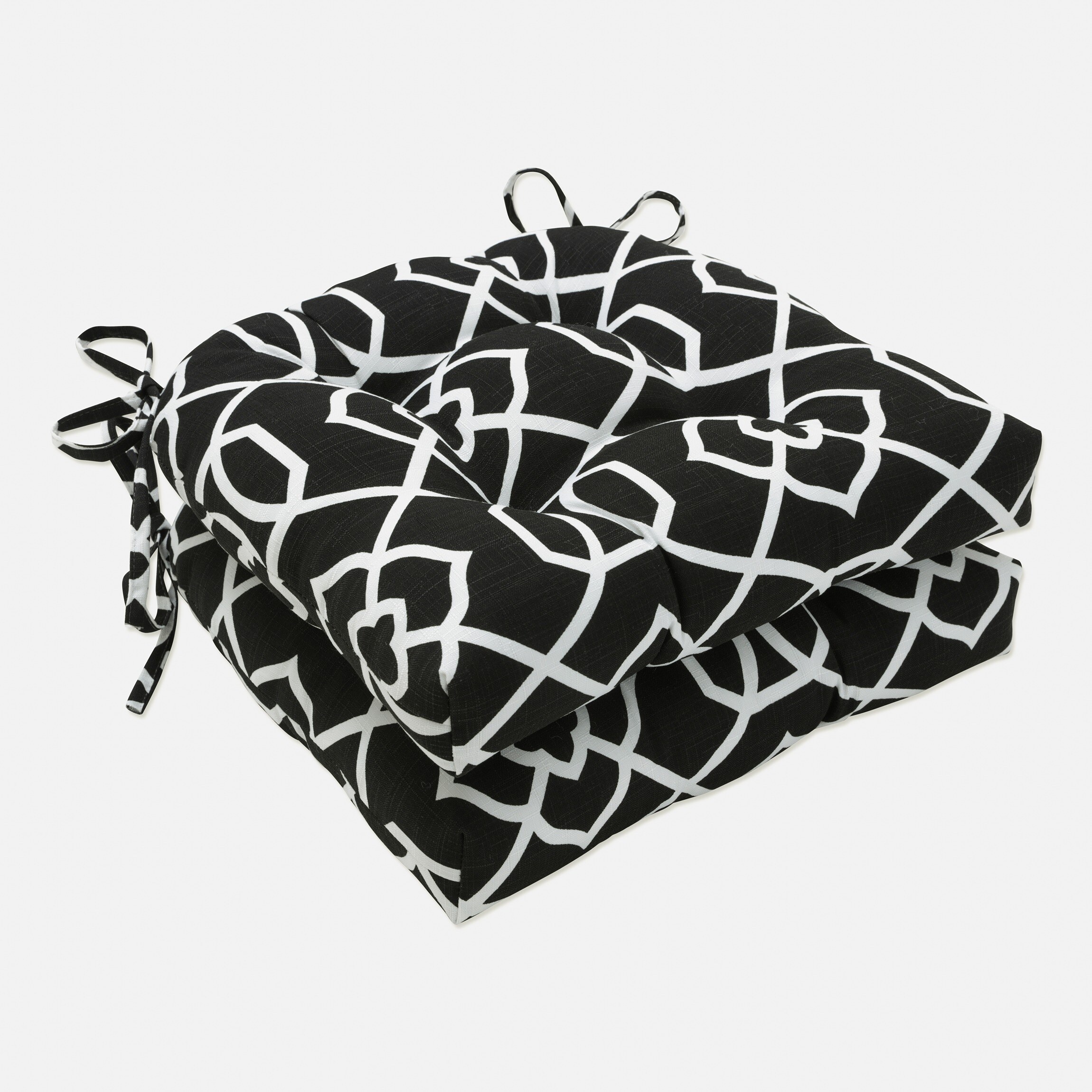Pillow Perfect 667065 Kirkland Black 15.5-in x 14.5-in 2-Piece Black Patio Chair Cushion