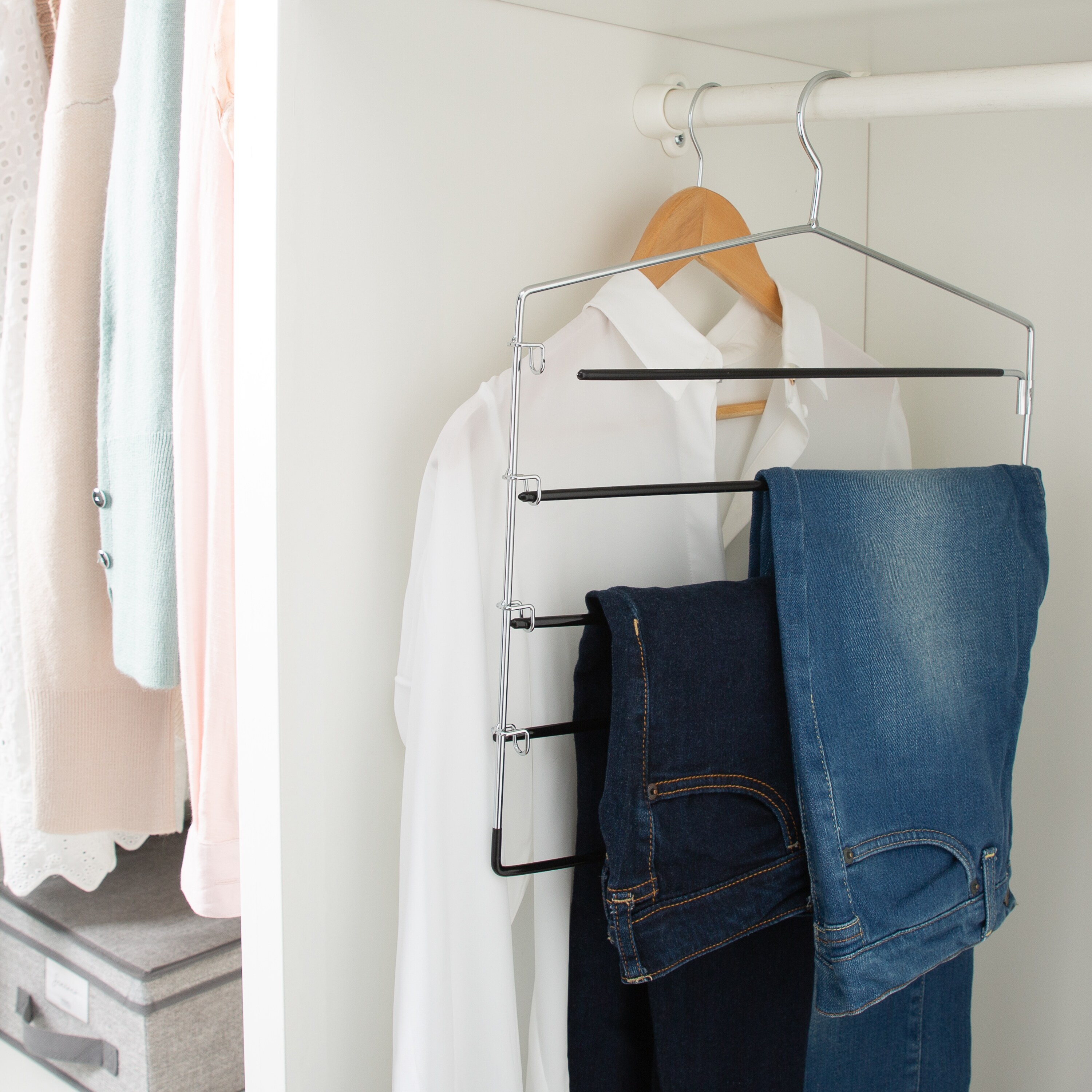 California Closets The Everyday System Wood Non-Slip Standard Hanger for Skirt/Pants (Set of 20) Martha Stewart Color: White