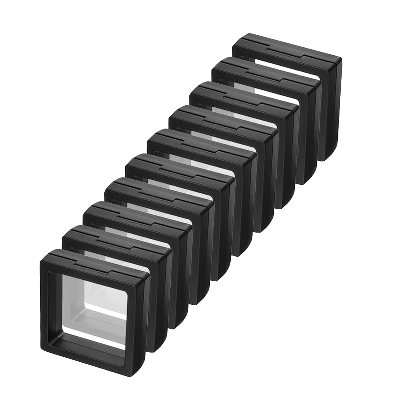 Etokfoks  10 Pack Black White ABS Transparent Small Jewelry Gift Boxes for Earrings Necklaces Bracelets Coins Display