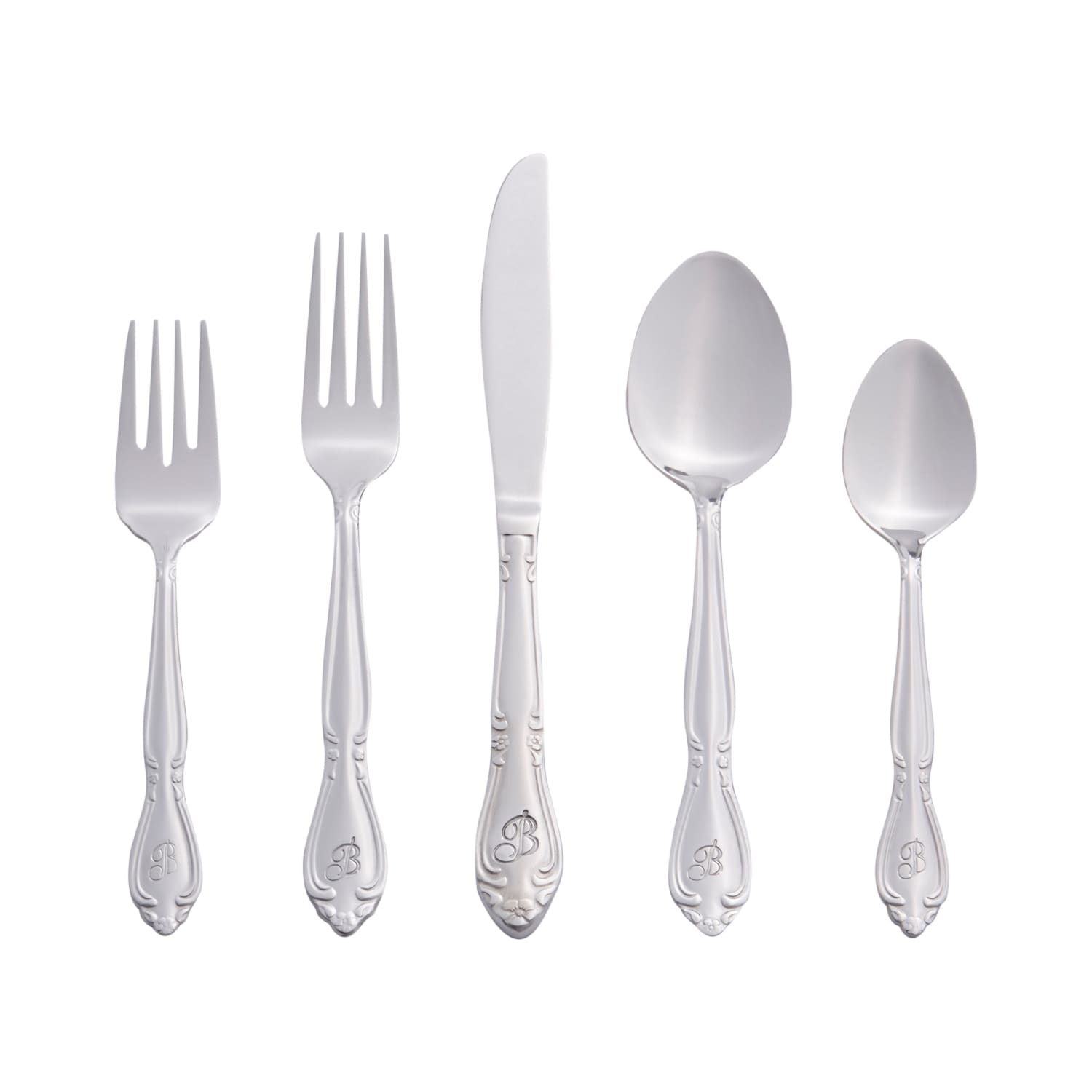 RiverRidge 5417-843-B Rose Letter B 46 -Pieces Polished Traditional Flatware