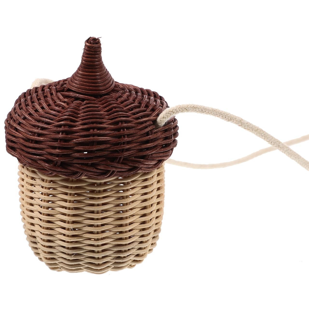 AKSCYZM  Cute Acorn Basket with Lid Hand Woven Rattan Storage Basket Shoulder Bag for Girls Women durable home and garden