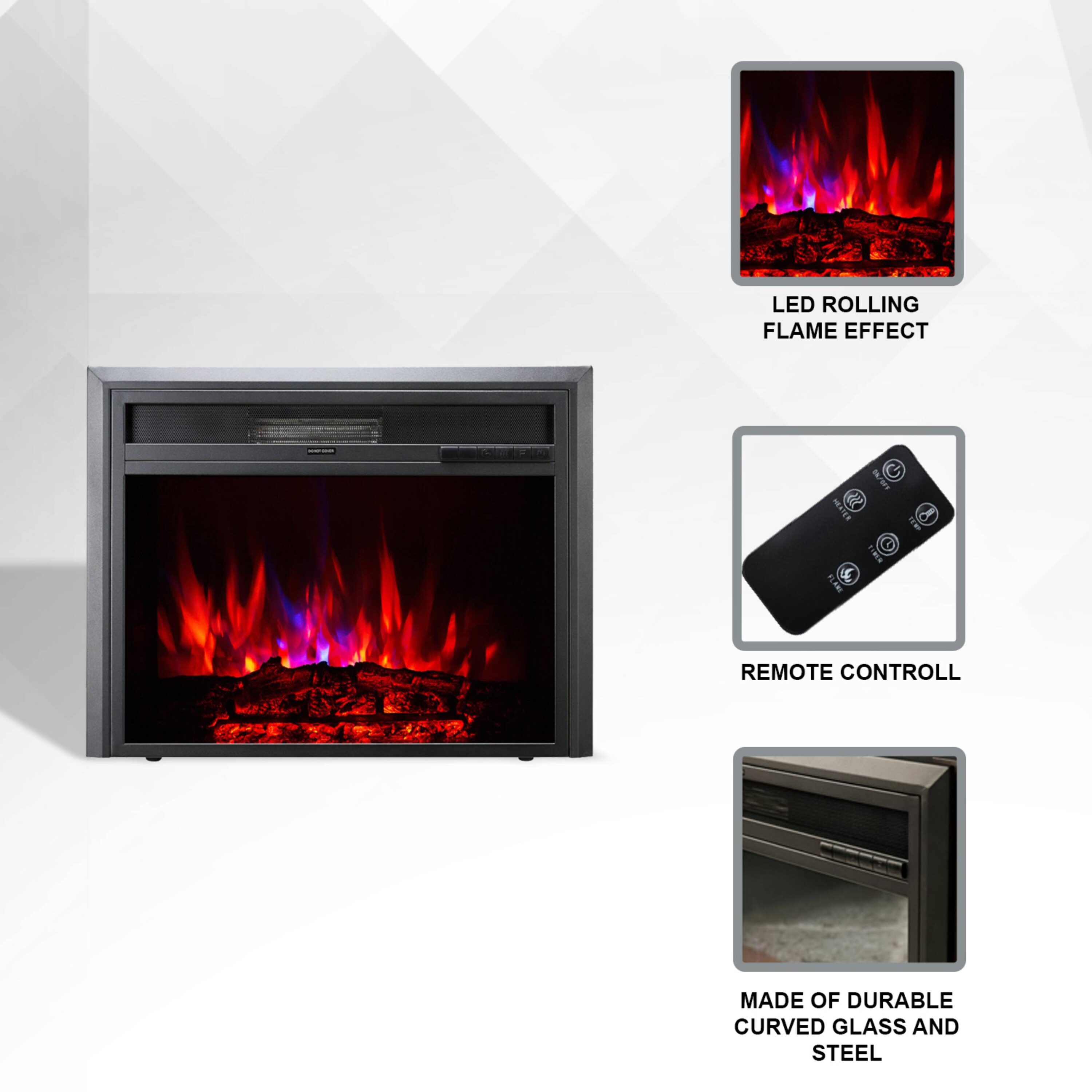 XBrand 27.95-in Black Electric Fireplace Insert in the Electric Fireplace  Inserts department at