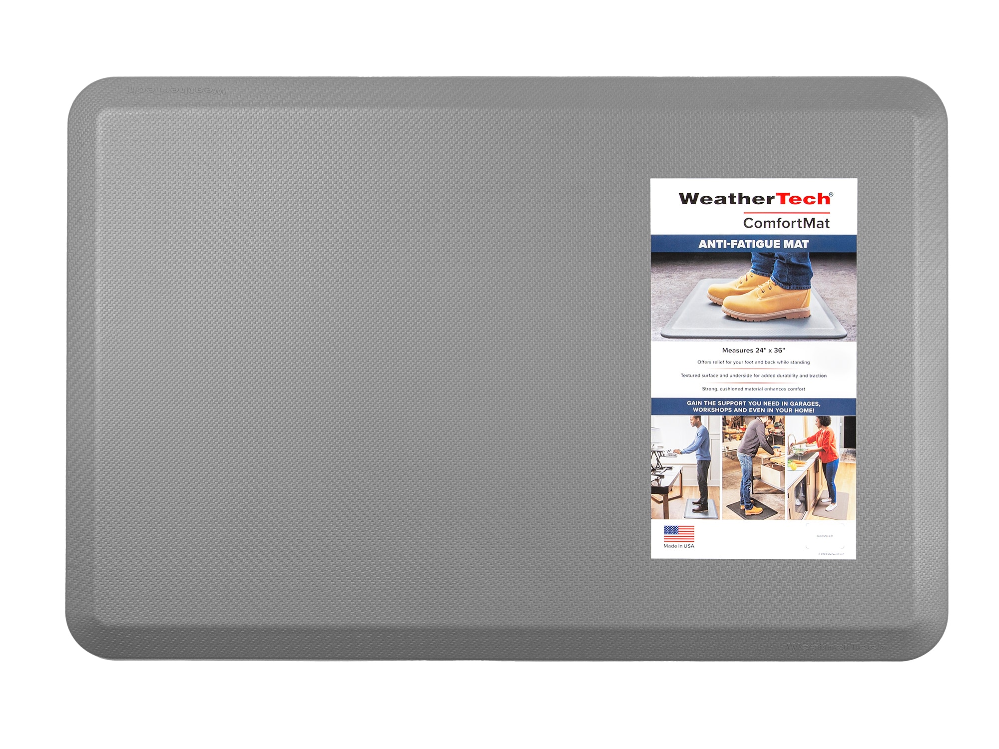 WeatherTech 2-ft x 3-ft Gray Rubber Rectangular Indoor Anti-fatigue Mat ...