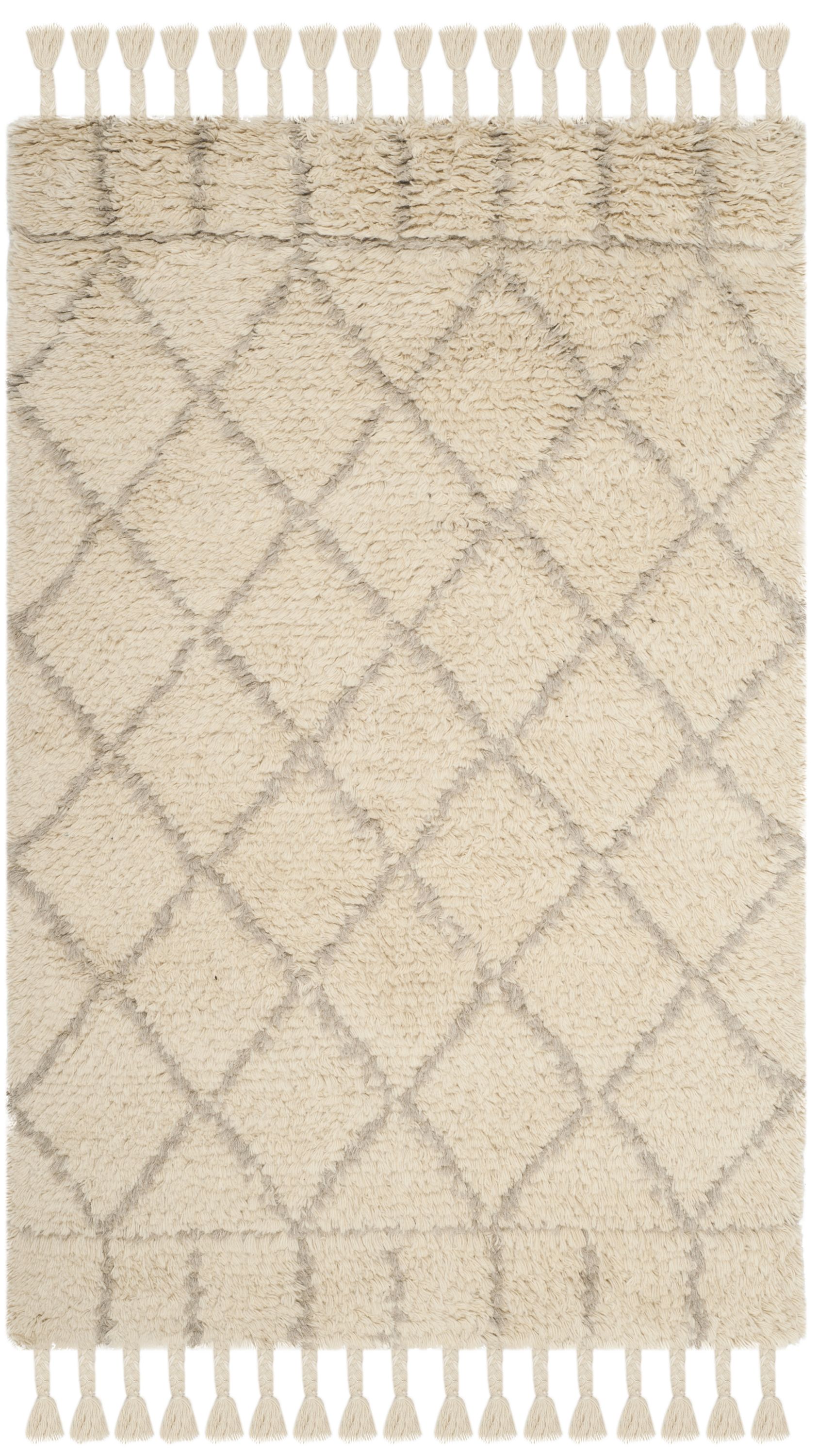 Safavieh CSB725B-4 Casablanca Marti 4 x 6 (ft) Tufted Wool Ivory/Light Gray Rectangular Indoor Trellis Farmhouse/Cottage Area rug