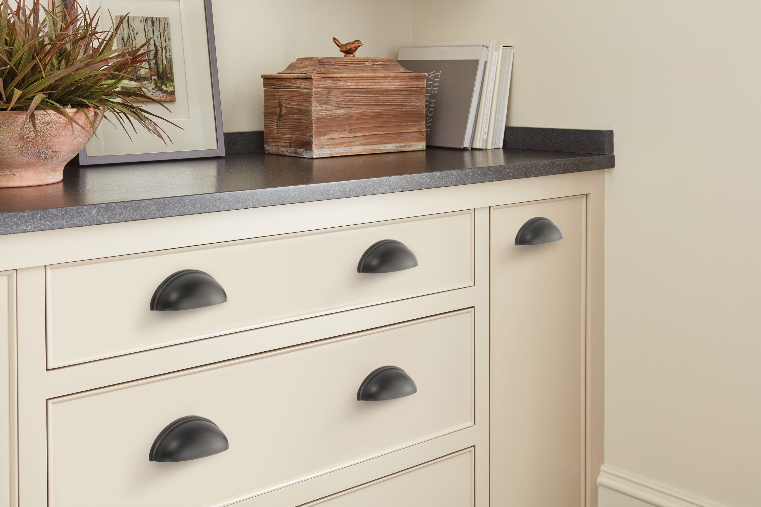 Oil Rubbed Bronze 3" Traditional Cup Pull with Mounting Hardware