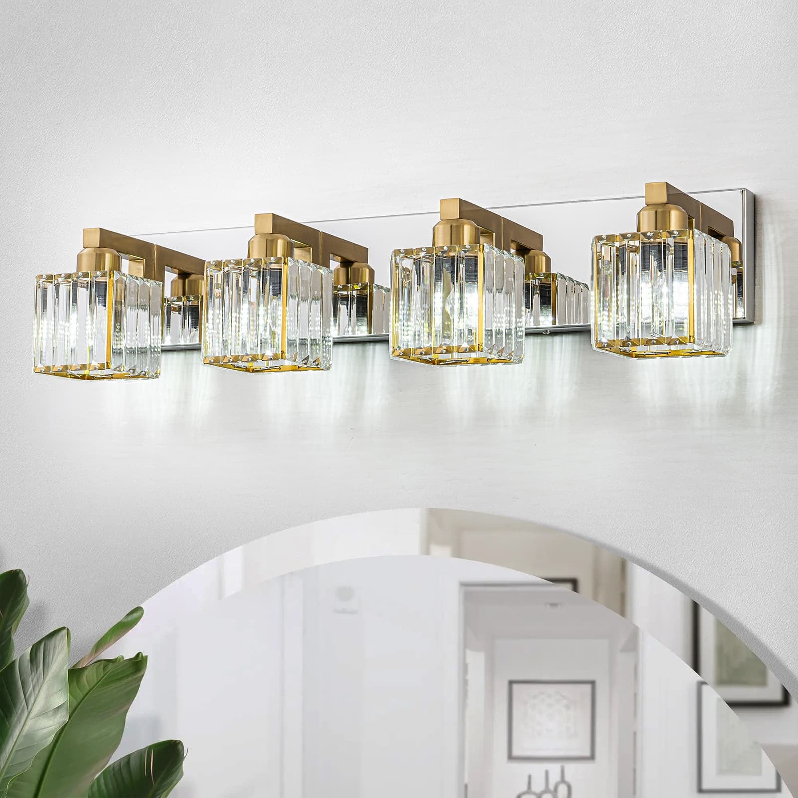 Kofara 27.5-in Chrome and Gold Modern/contemporary Bathroom Vanity light with Crystal