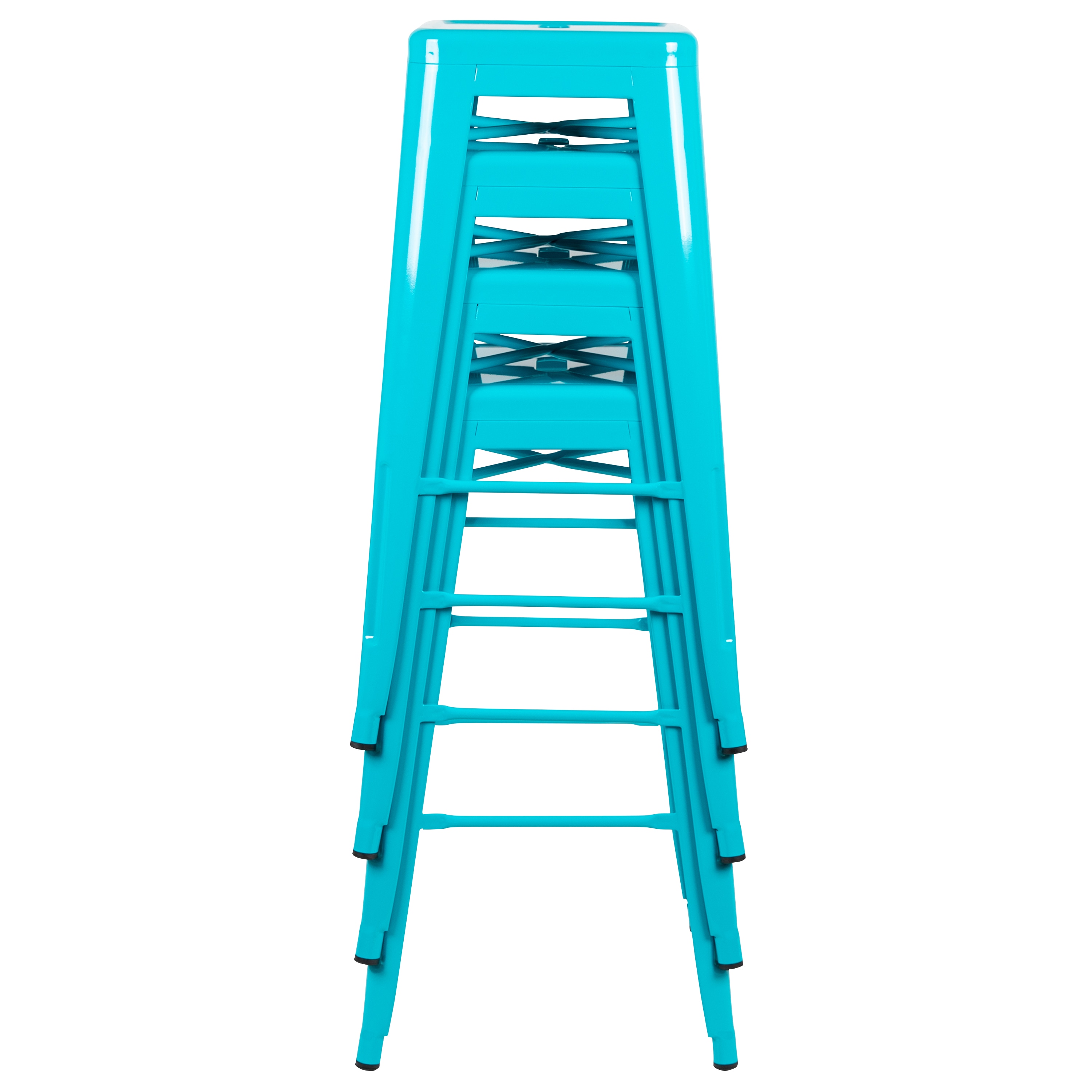 Teal 46'' Industrial Metal Backless Barstool - Set of 4