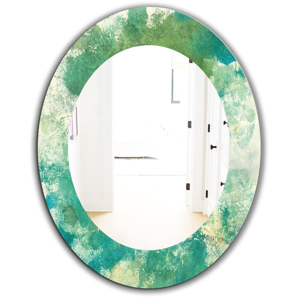 Designart 23.7-in W x 23.7-in H Oval Green Polished Wall Mirror at ...