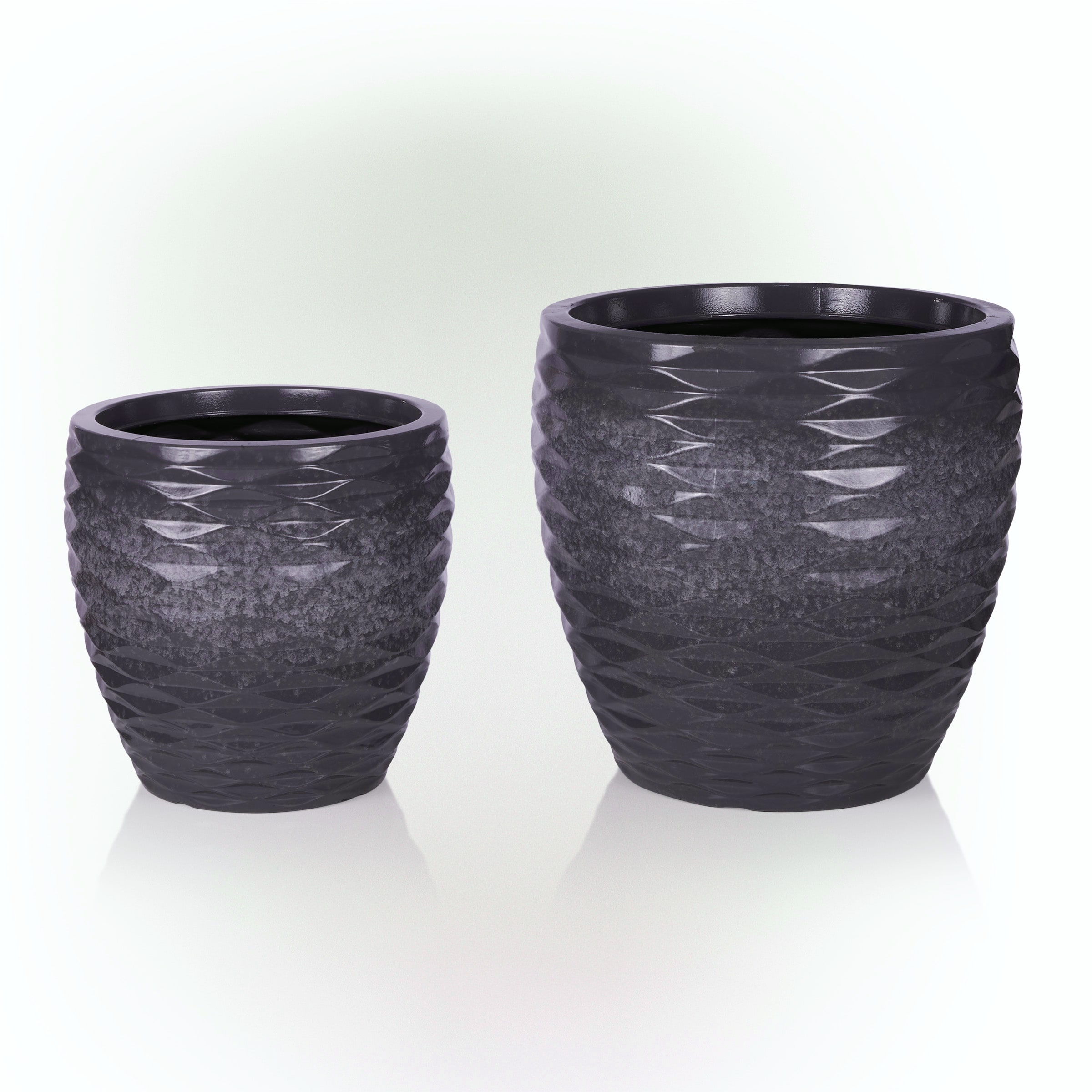 Alpine Corporation CLL438A-GR 2-Pack Cone 13-in W x 33-in H Gray Stone Traditional Indoor/Outdoor Planter