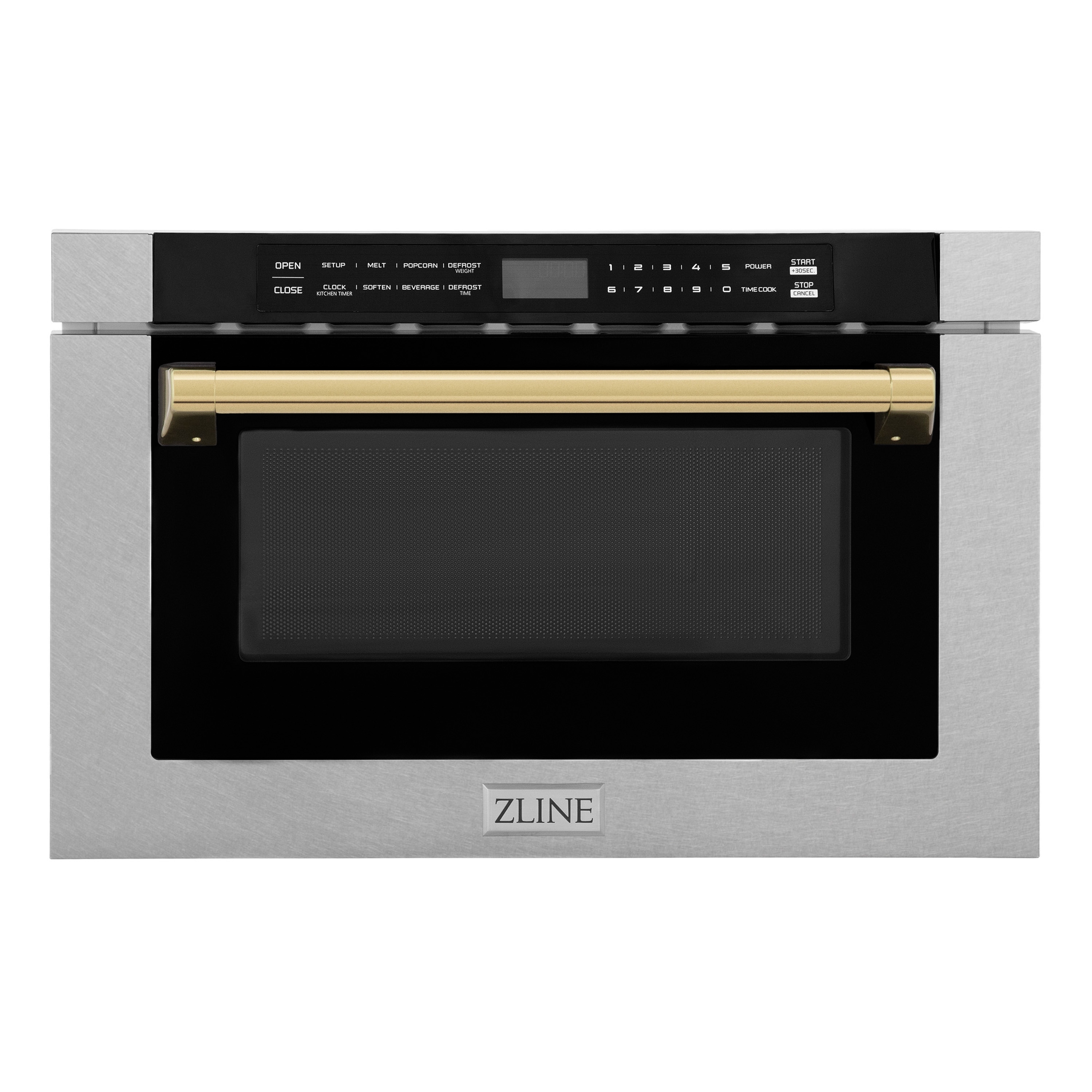 ZLINE KITCHEN & BATH MWDZ-1-SS-H-G 23.5-in 1.2-cu ft 1000 -Watt Microwave Drawer ( Fingerprint Resistant Stainless Steel with Polished Gold Handle )
