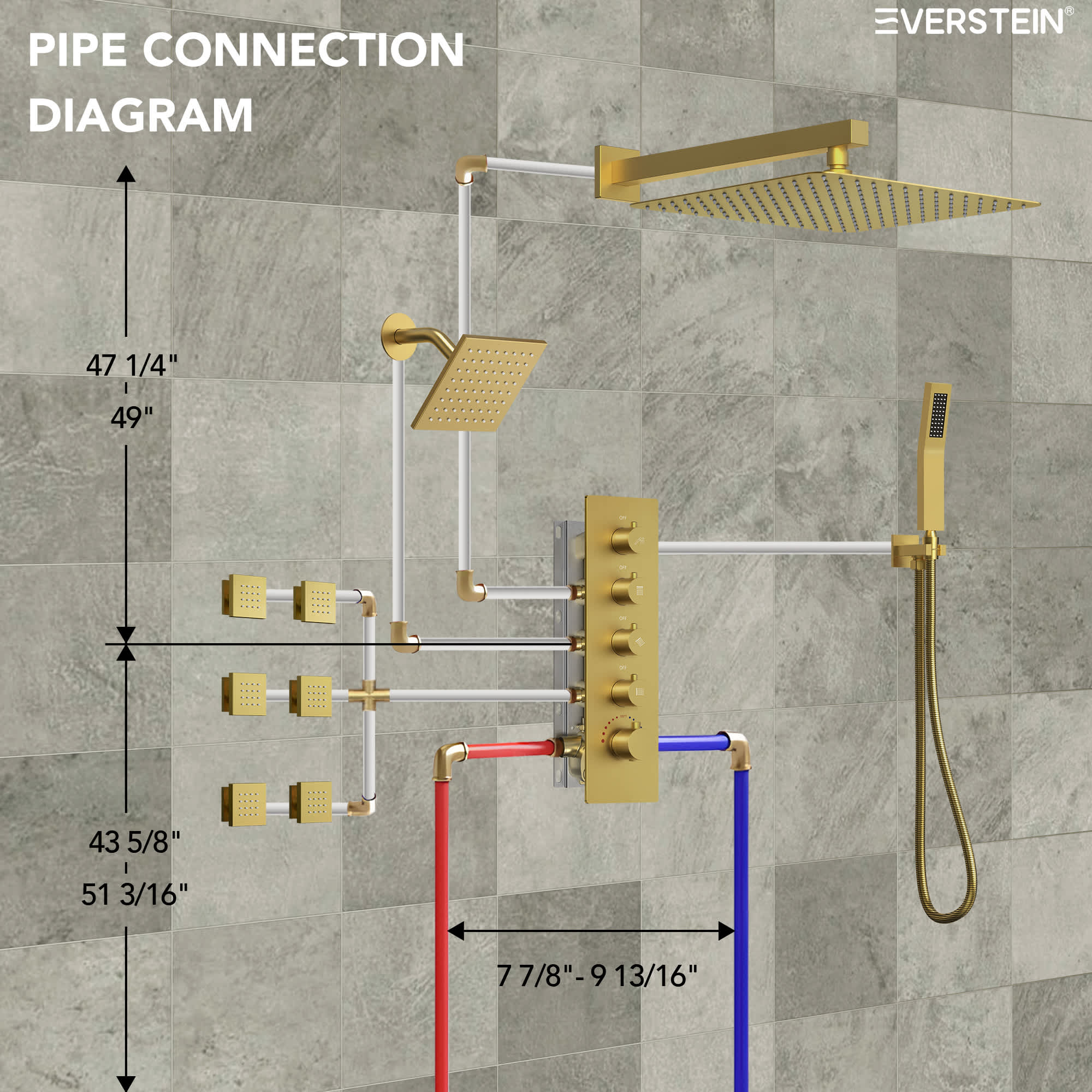 EVERSTEIN SFS-1064-GD16 Tub-Shower-Faucets - View #10