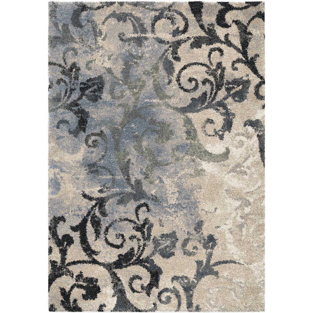 Orian Rugs 398502 Portland Distressed 8 x 11 Muted Blue Indoor Geometric Mid-century Modern Area Rug