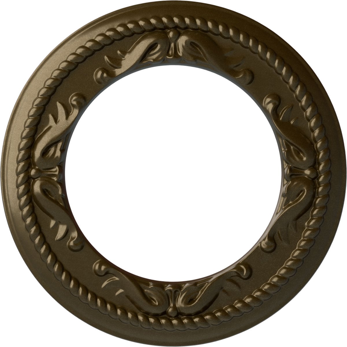 Ekena Millwork CM12MEBRS Roped Medway 12.25-in W x 12.25-in L Painted Brass Polyurethane Whole Ceiling Medallion
