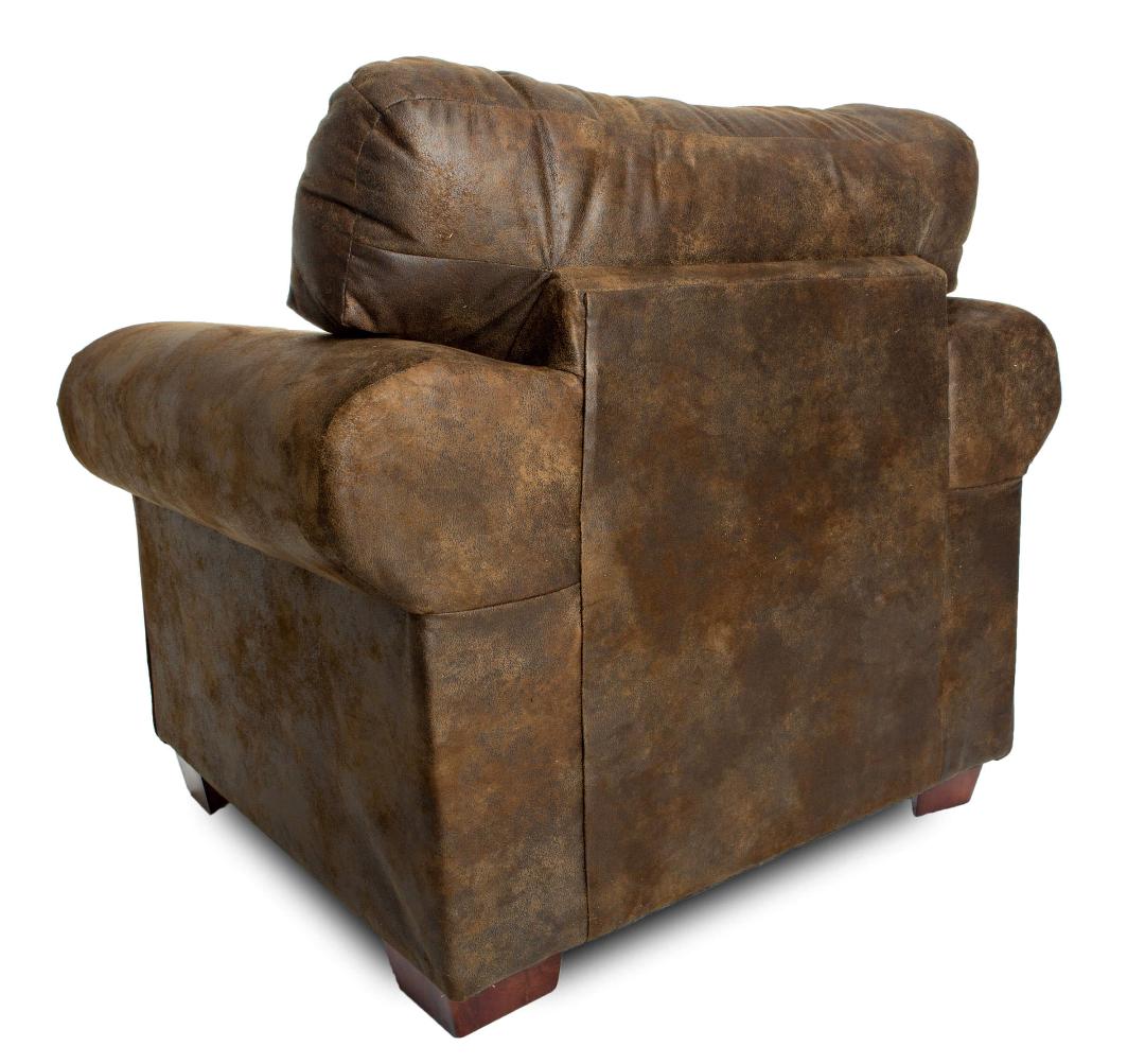 Brown Microfiber and Wood Rustic Accent Chair with Ottoman