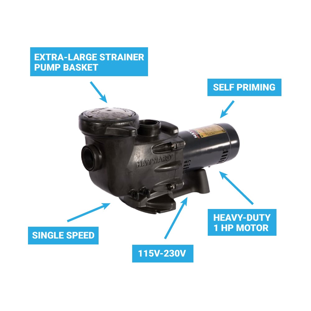 Hayward Black Heavy-Duty 1 HP Pool Pump