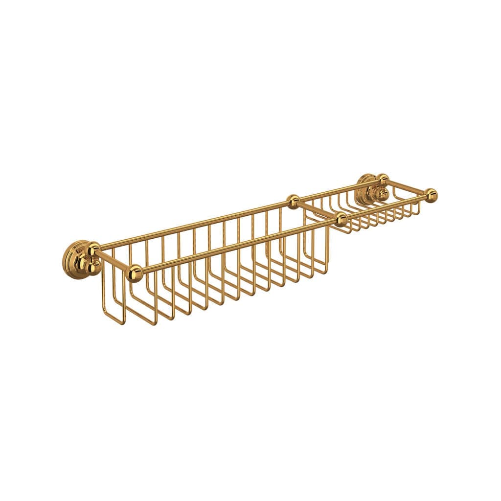 Rohl 20-Inch Bottle Basket With Soap Tray in English Gold