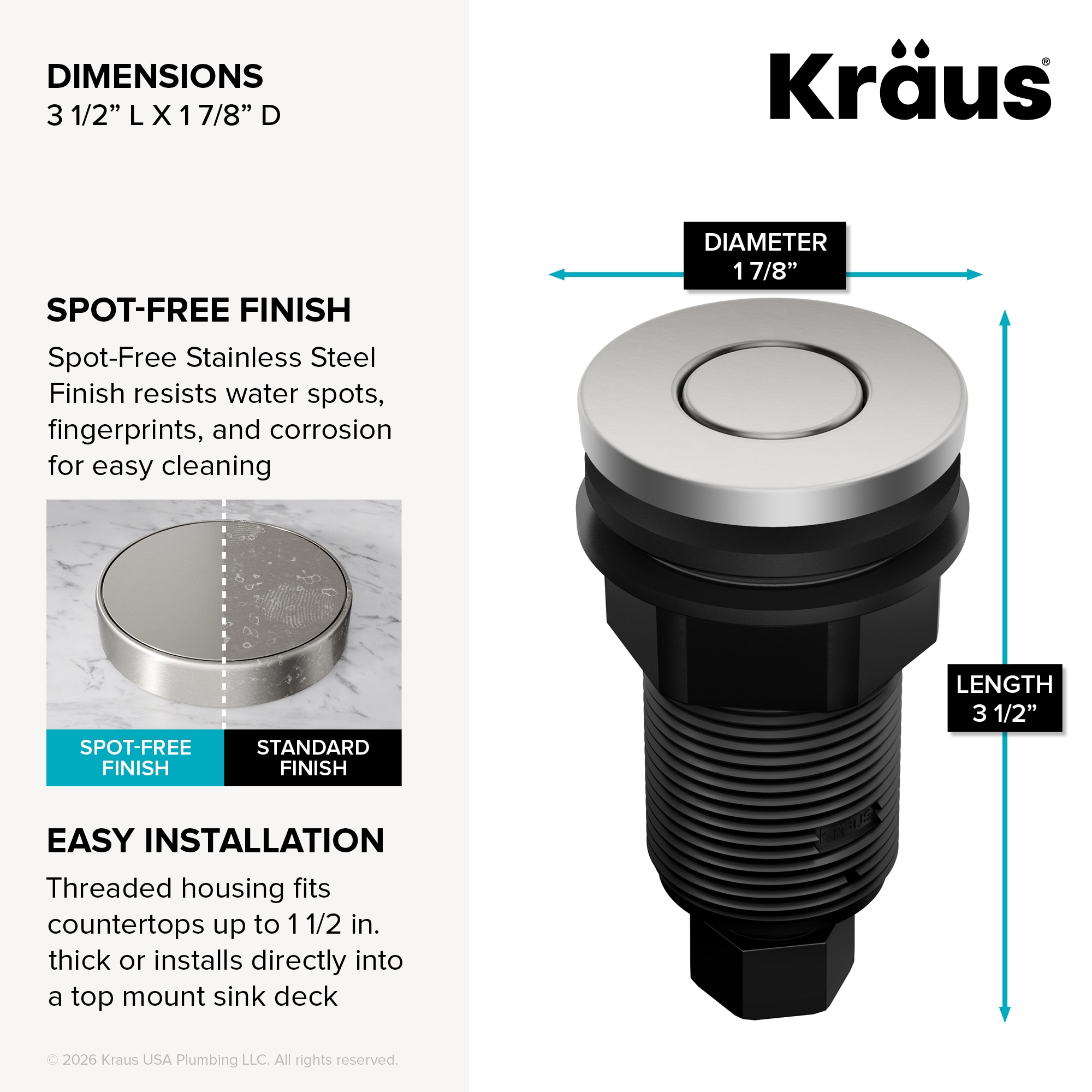 Kraus KWDB-20SFS Garbage-Disposal-Parts - View #3