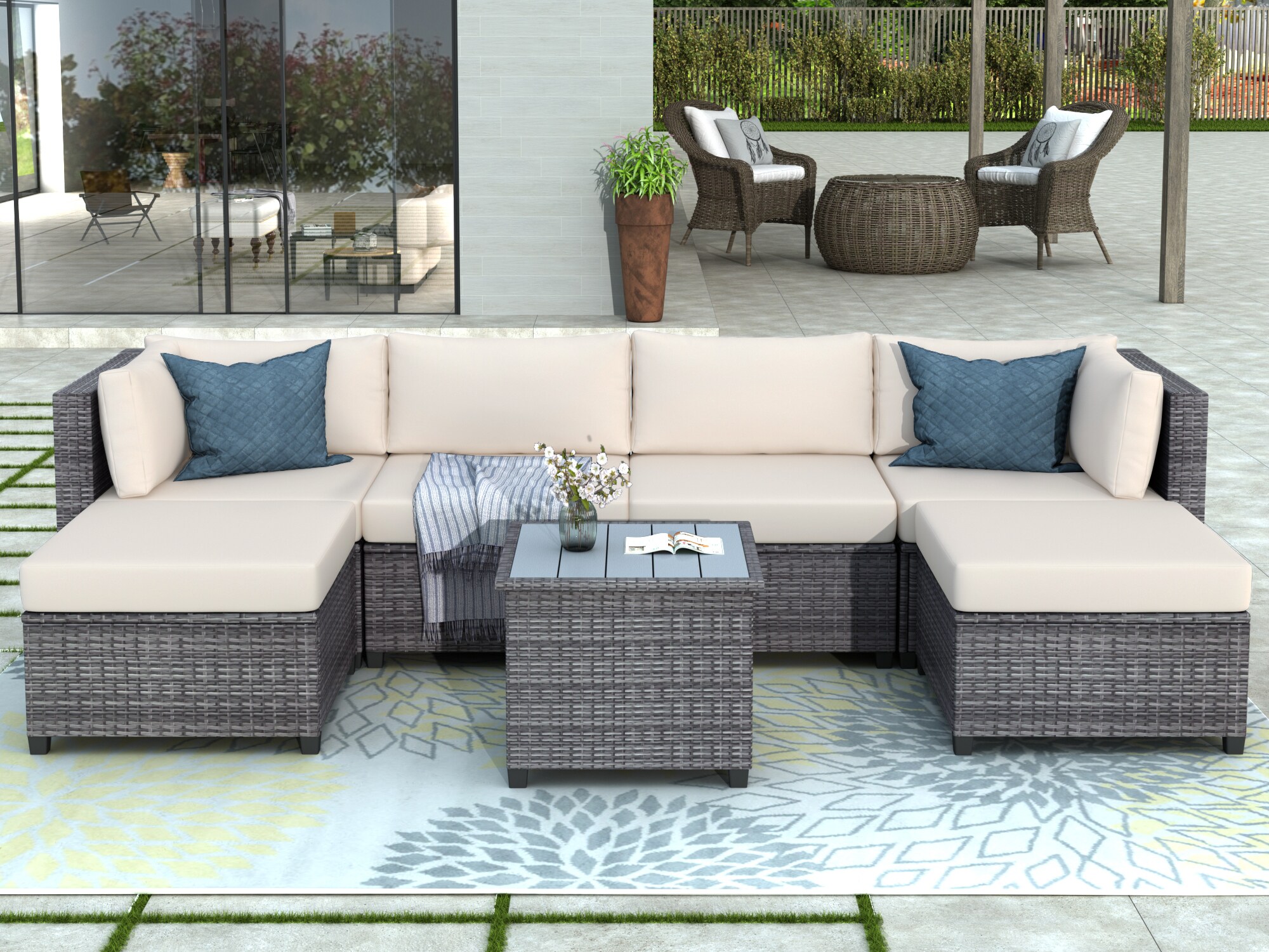 cheap l shaped rattan garden furniture