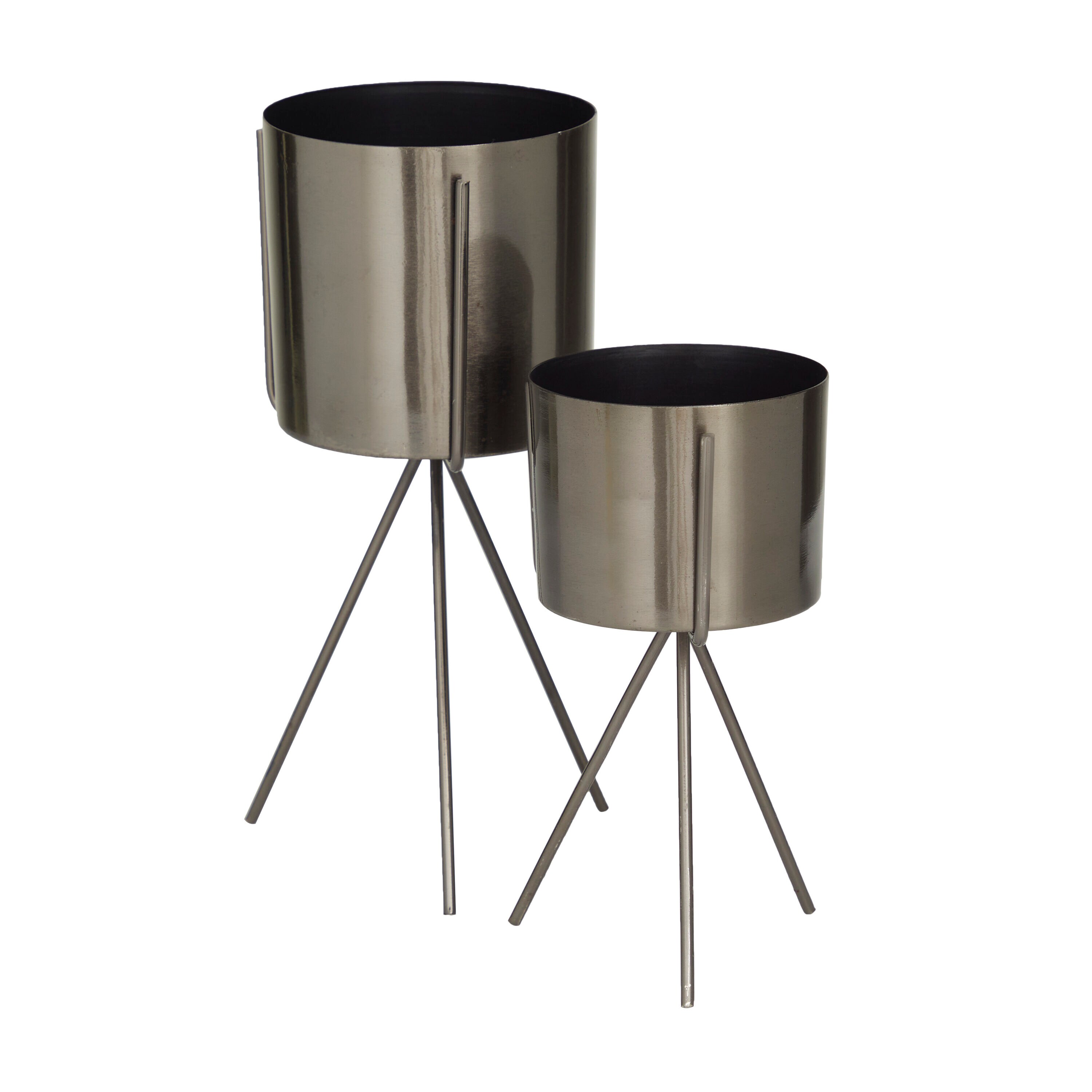 Grayson Lane 2 Pack Round 5 In W X 12 In H Gray Metal Contemporary Modern Indoor Planter In The